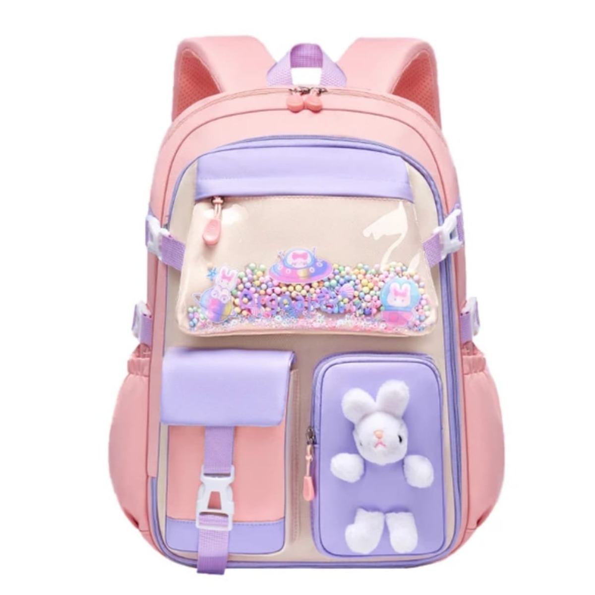 Buy MyneeMoe Soft Pastel Bunny Girls Backpack – Durable, Stylish & Spacious School Bag (Pink) Pink - School Bag at MyneeMoe Online In India