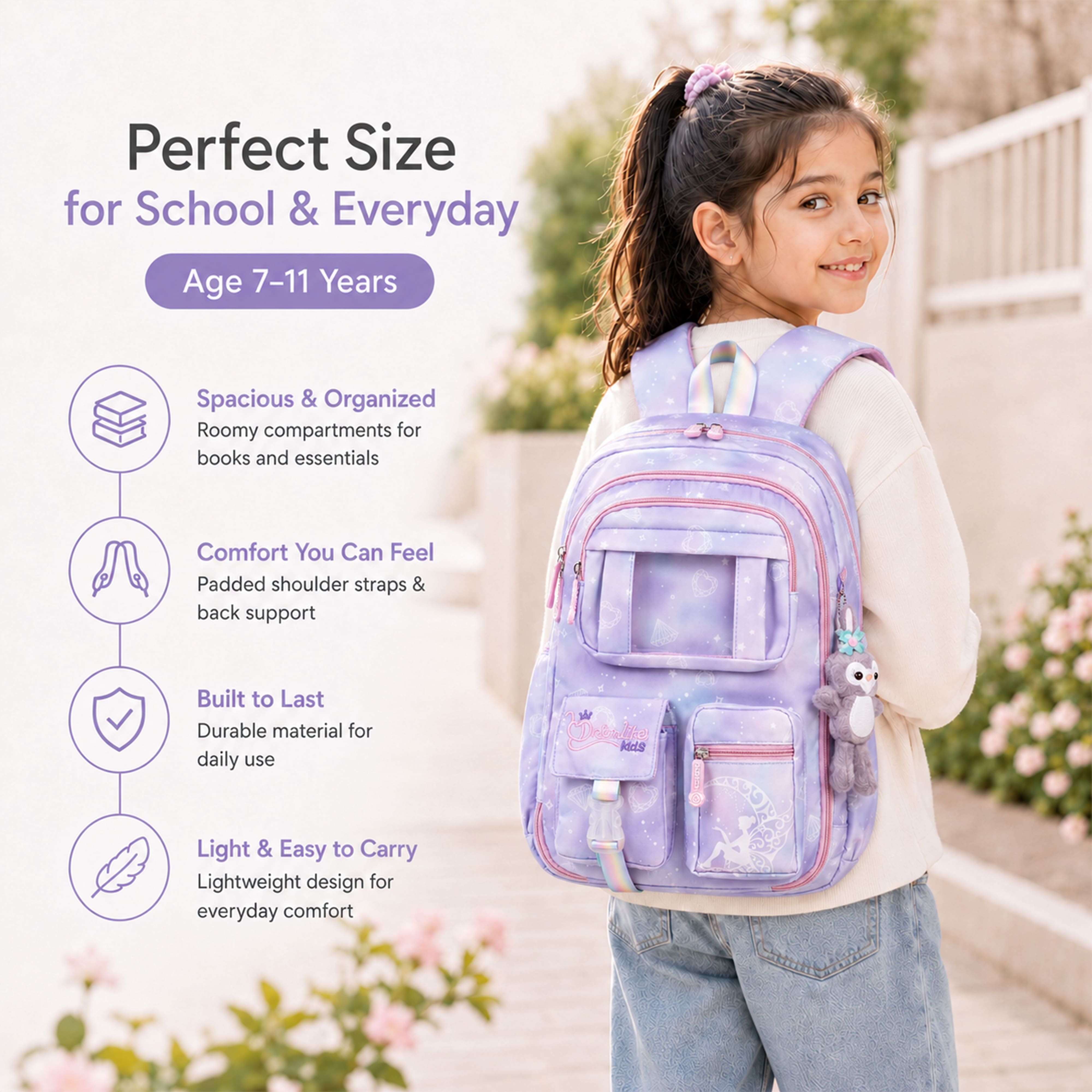 Buy MyneeMoe Cotton Candy Elite Girls Backpack – Durable, Stylish & Spacious School Bag (Age 7-11Y) - School Bag at MyneeMoe Online In India