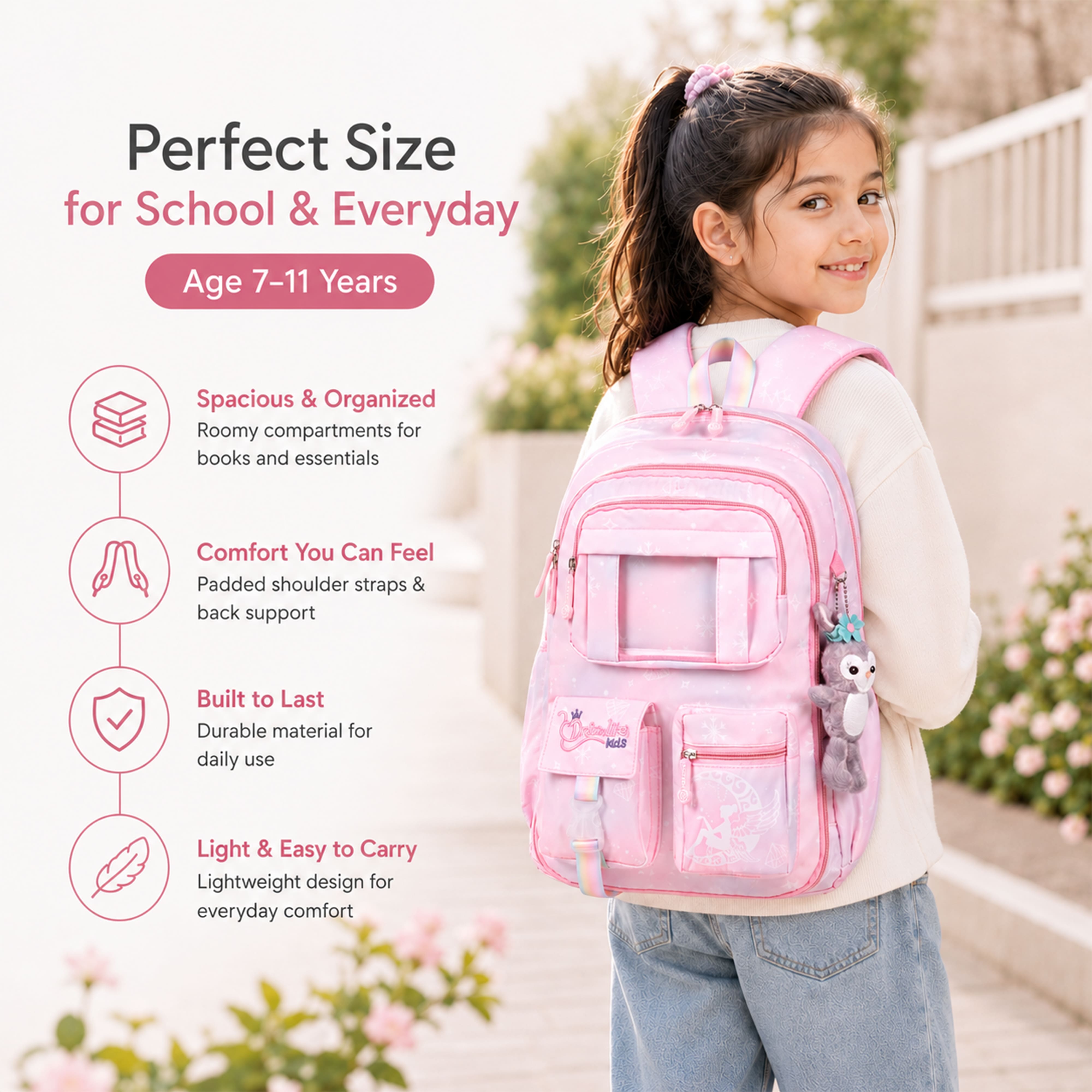 Buy MyneeMoe Cotton Candy Elite Girls Backpack – Durable, Stylish & Spacious School Bag (Pink) - School Bag at MyneeMoe Online In India