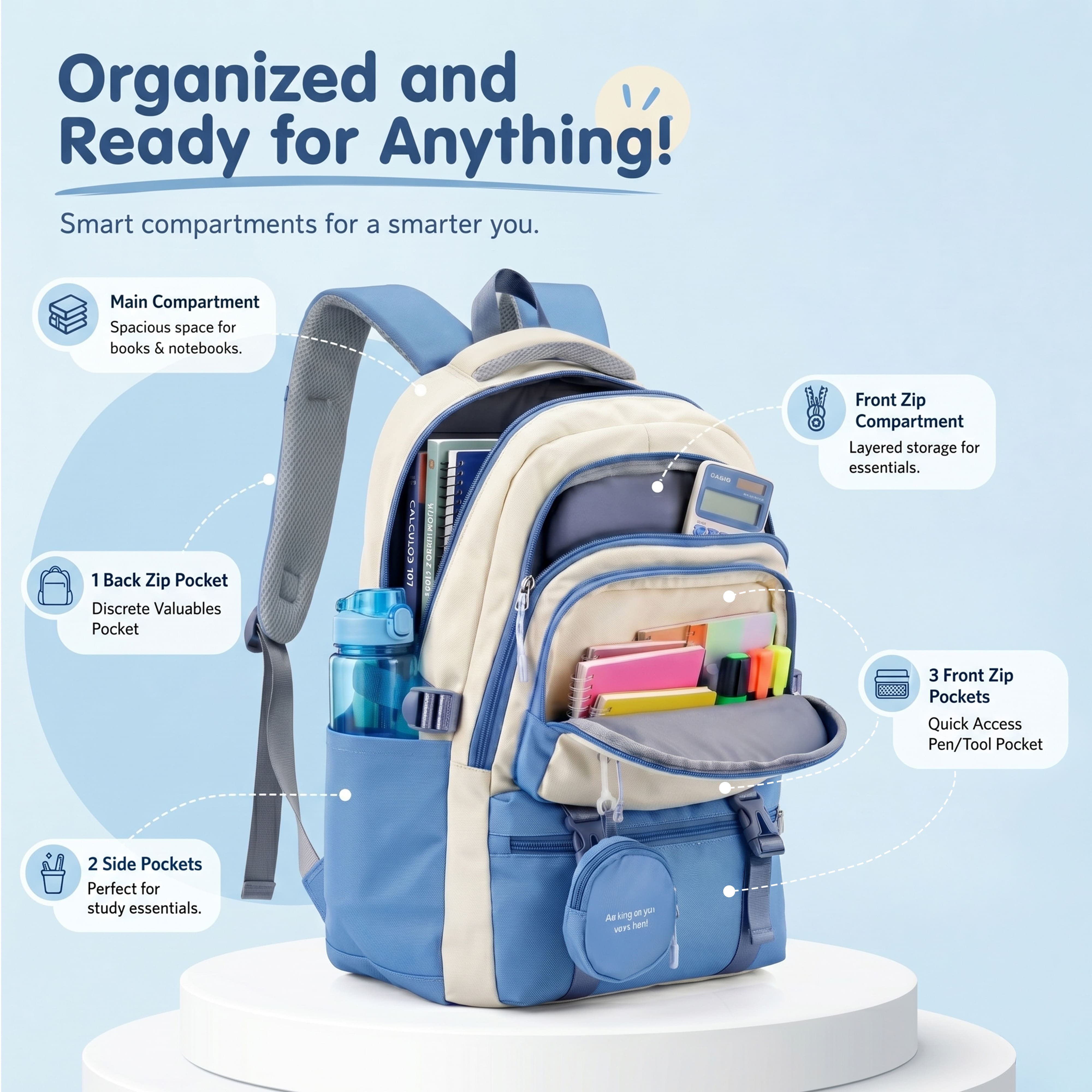 Buy MyneeMoe CampusPro Kids Backpack – Durable, Stylish & Spacious School Bag (Age 11-16Y) - at MyneeMoe Online In India