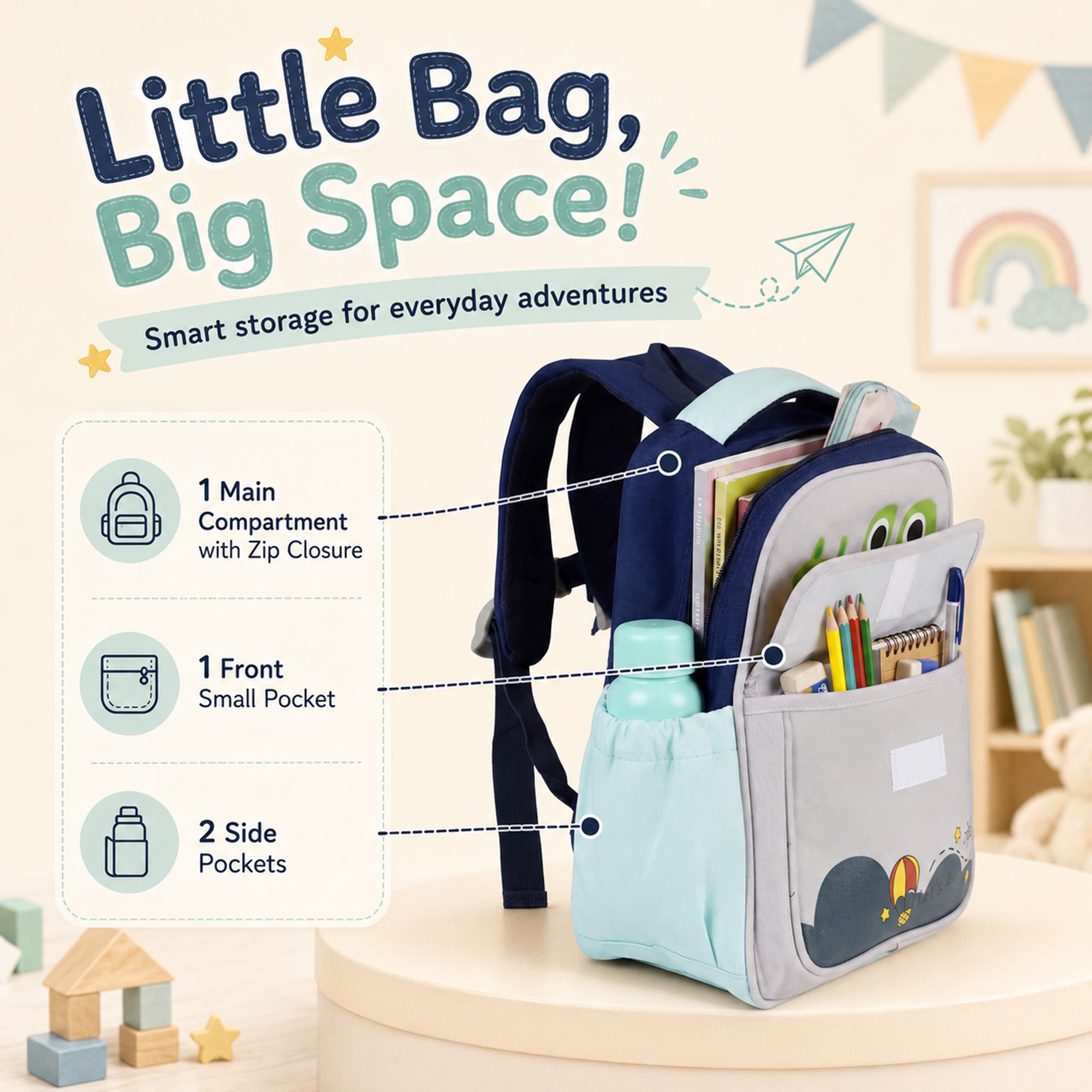 Buy MyneeMoe Cute Crocodile Kids Backpack – Lightweight & Comfortable Kindergarten Bag (Age 3-4Y) - School Bag at MyneeMoe Online In India