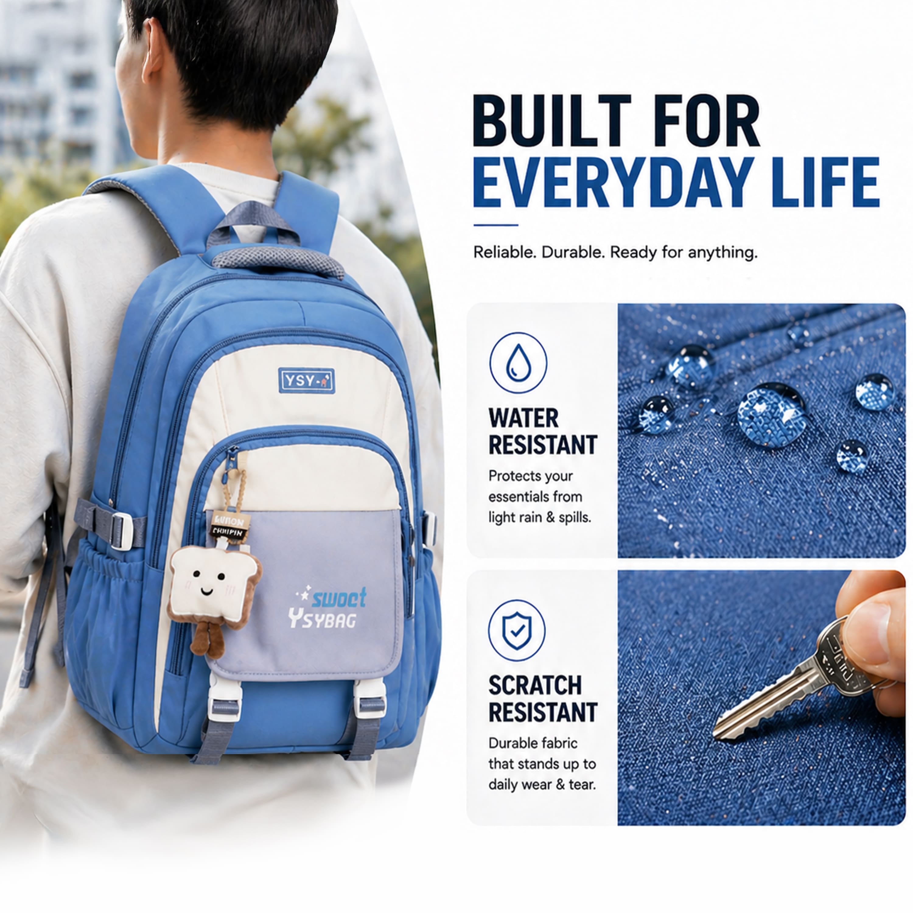 Buy MyneeMoe Sweet Dreams Kids Backpack – Durable, Stylish & Spacious School Bag (Light Blue) - School Bag at MyneeMoe Online In India