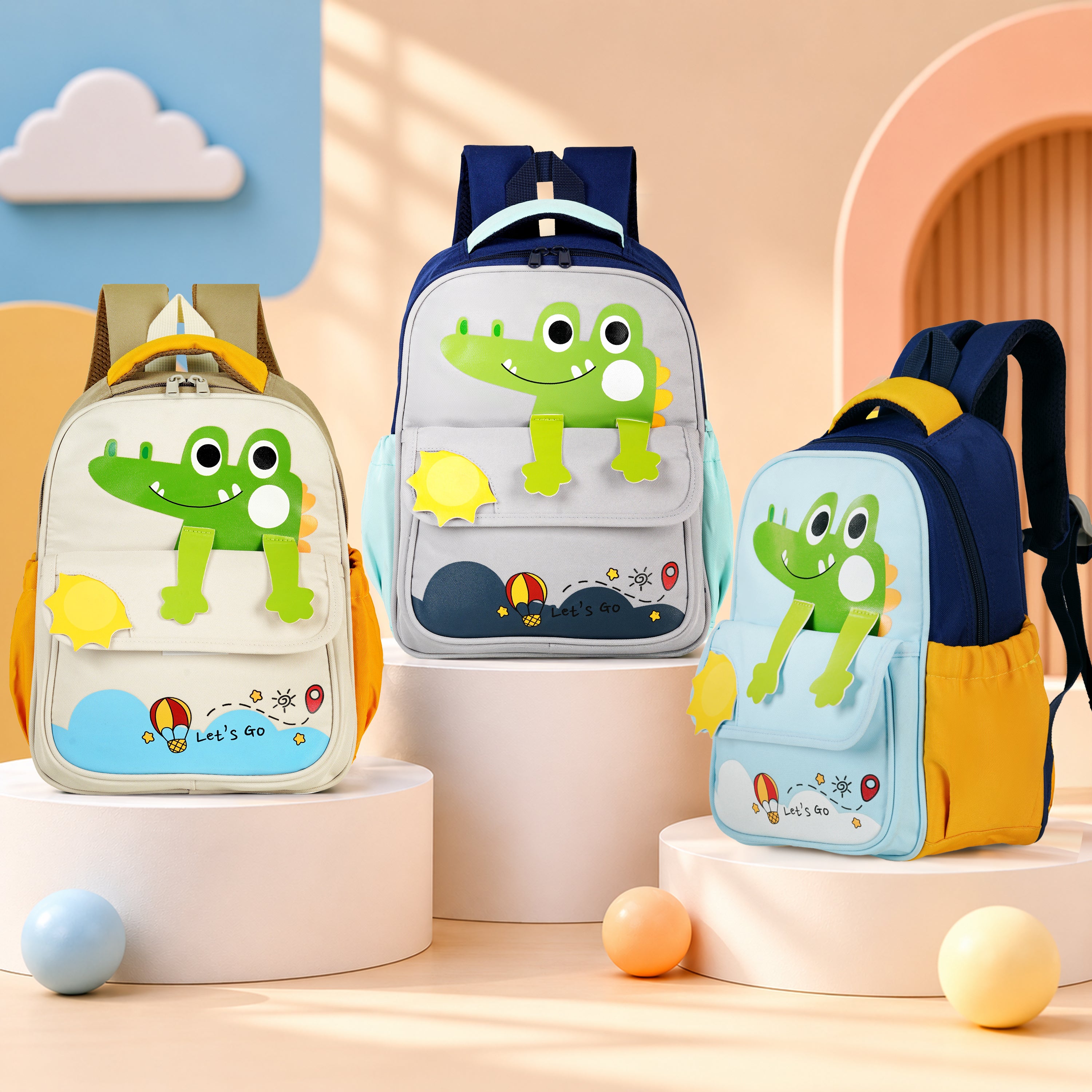 Cute Crocodile Kids Backpack – Lightweight & Comfortable Kindergarten Bag (Age 3-4Y)