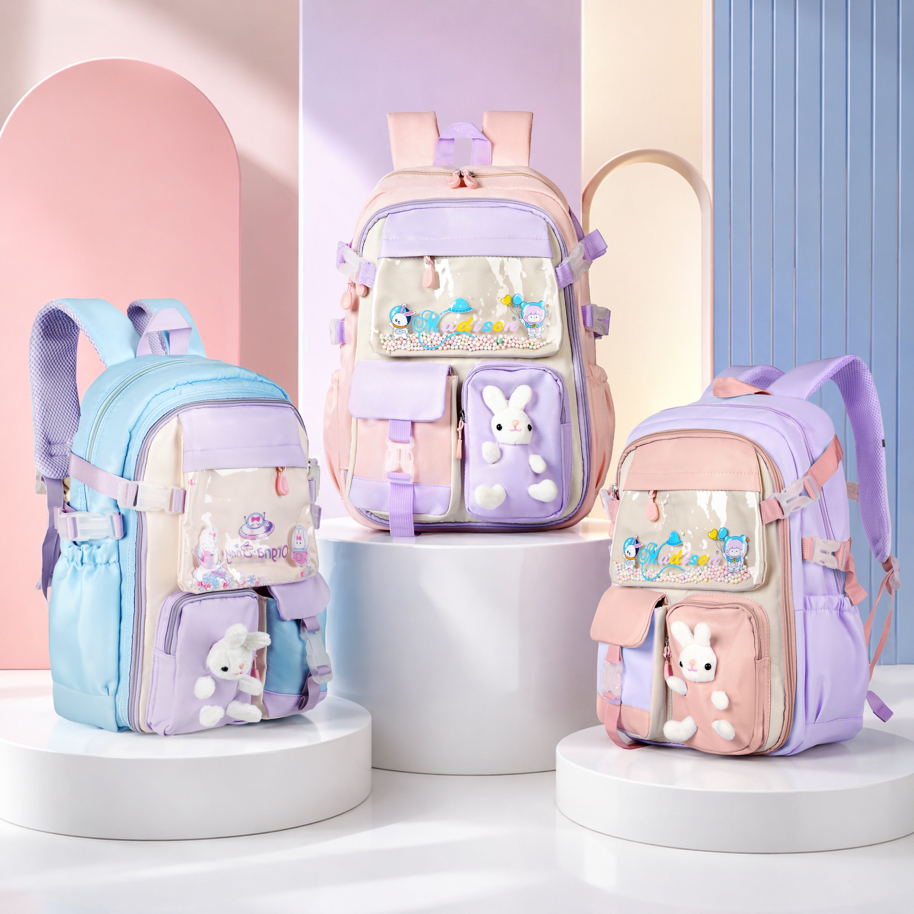 Soft Pastel Bunny Girls Backpack – Durable, Stylish & Spacious School Bag (Age 7-11Y)