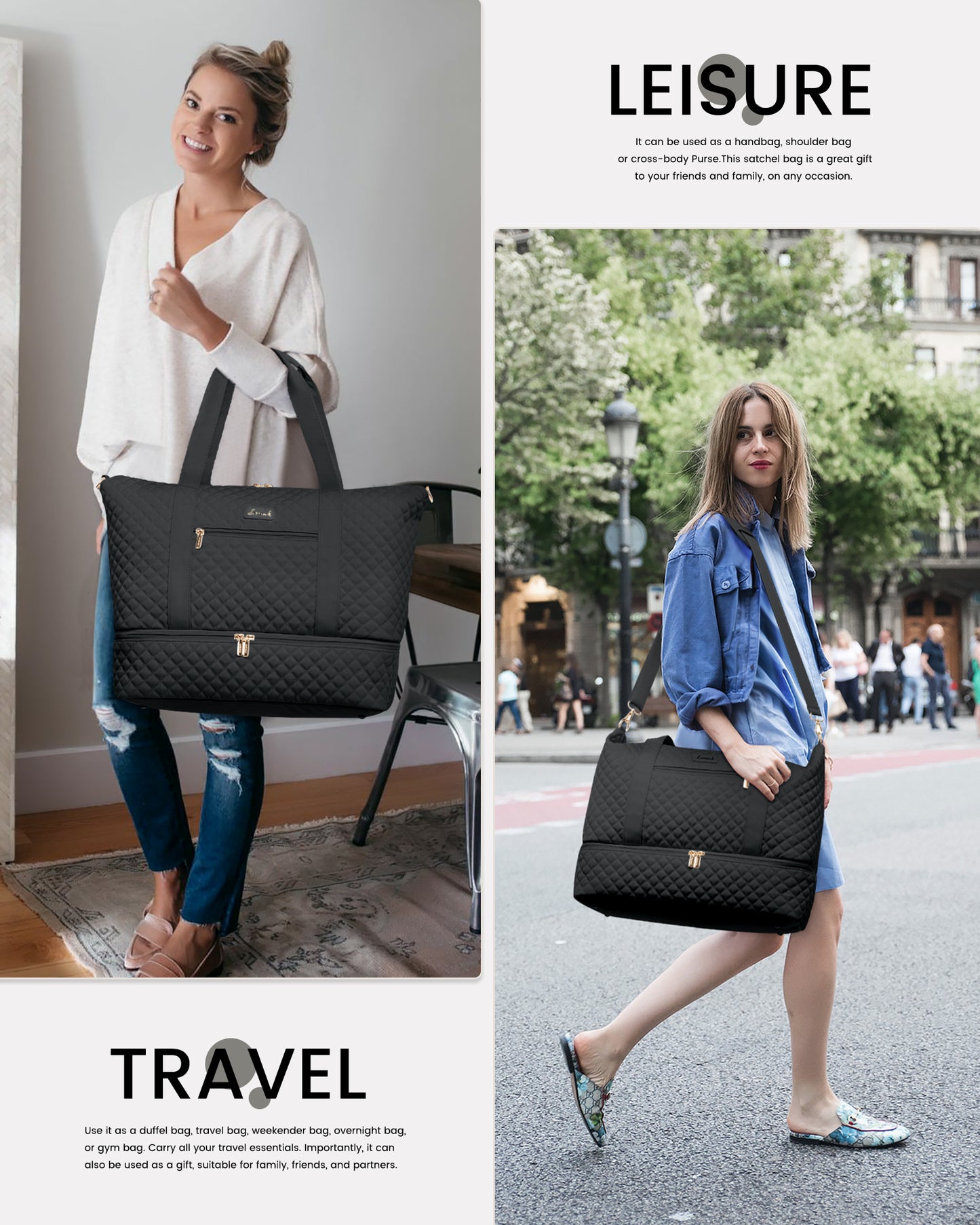 Buy MyneeMoe Lovevook Multipurpose 3-Piece Black Travel Set for Weekend & Overnight Trips - Travel & Tote Bags at MyneeMoe Online In India