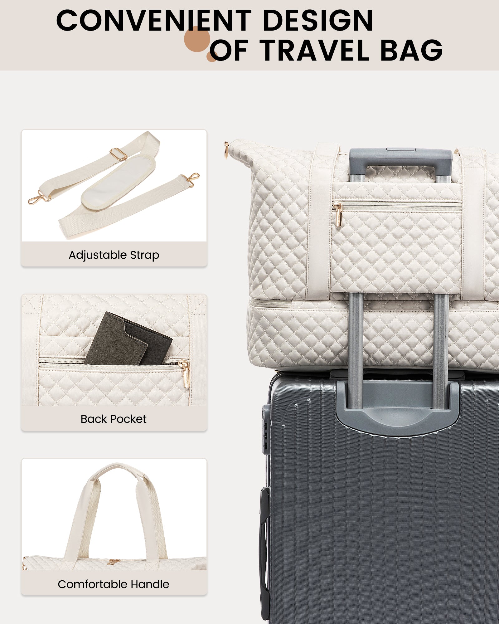 Buy MyneeMoe Lovevook Multipurpose 3-Piece Beige Travel Set for Weekend & Overnight Trips - Travel & Tote Bags at MyneeMoe Online In India