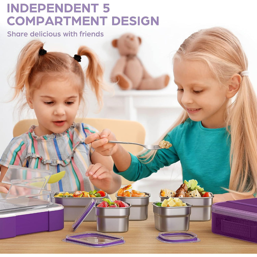 Buy MyneeMoe Meal Station 5 Compartment Stainless Steel Bento Lunch Box with Bag - Bento Lunch Box at MyneeMoe Online In India