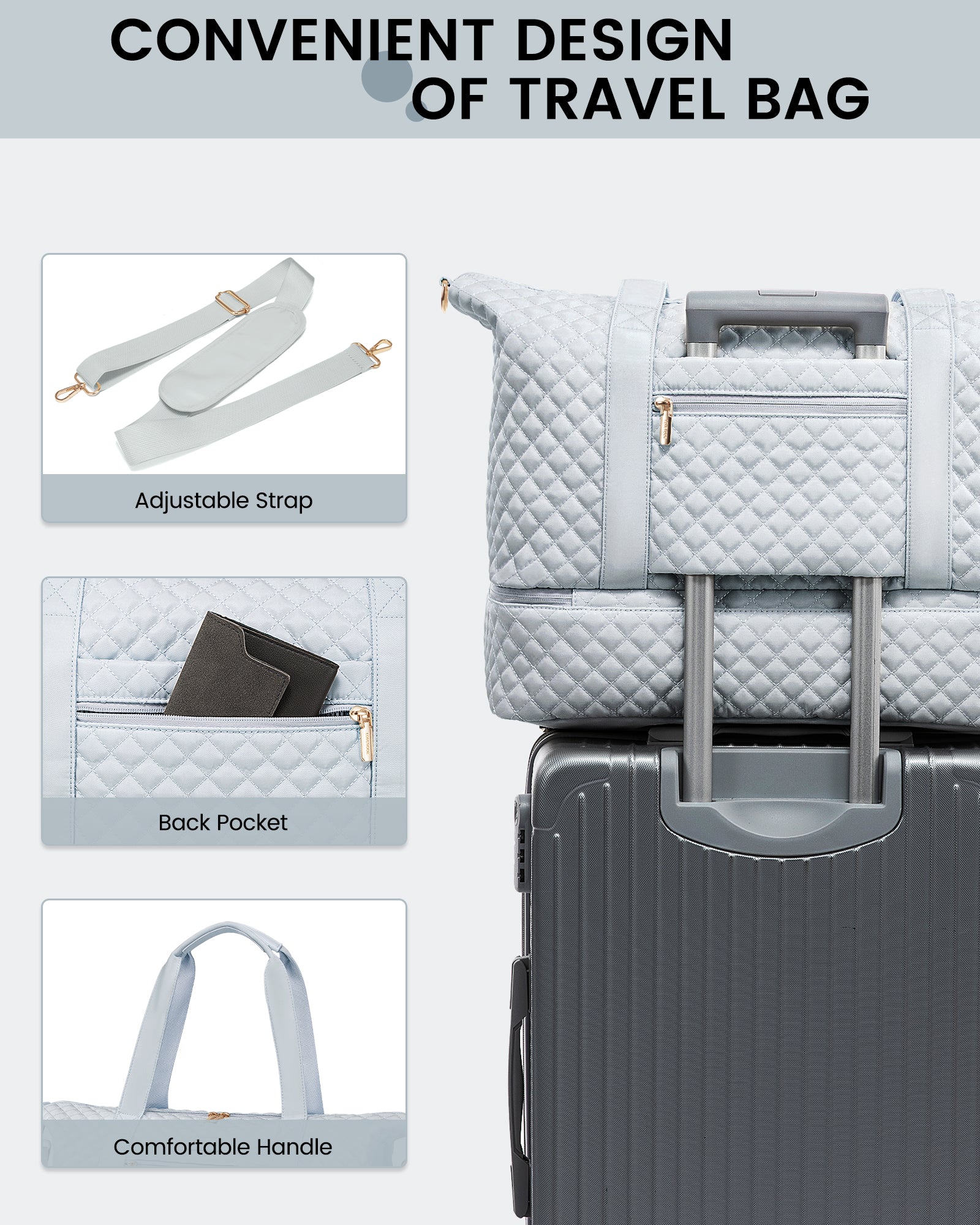 Buy MyneeMoe Lovevook Multipurpose 3-Piece Blue-Gray Travel Set for Weekend & Overnight Trips - Travel & Tote Bags at MyneeMoe Online In India