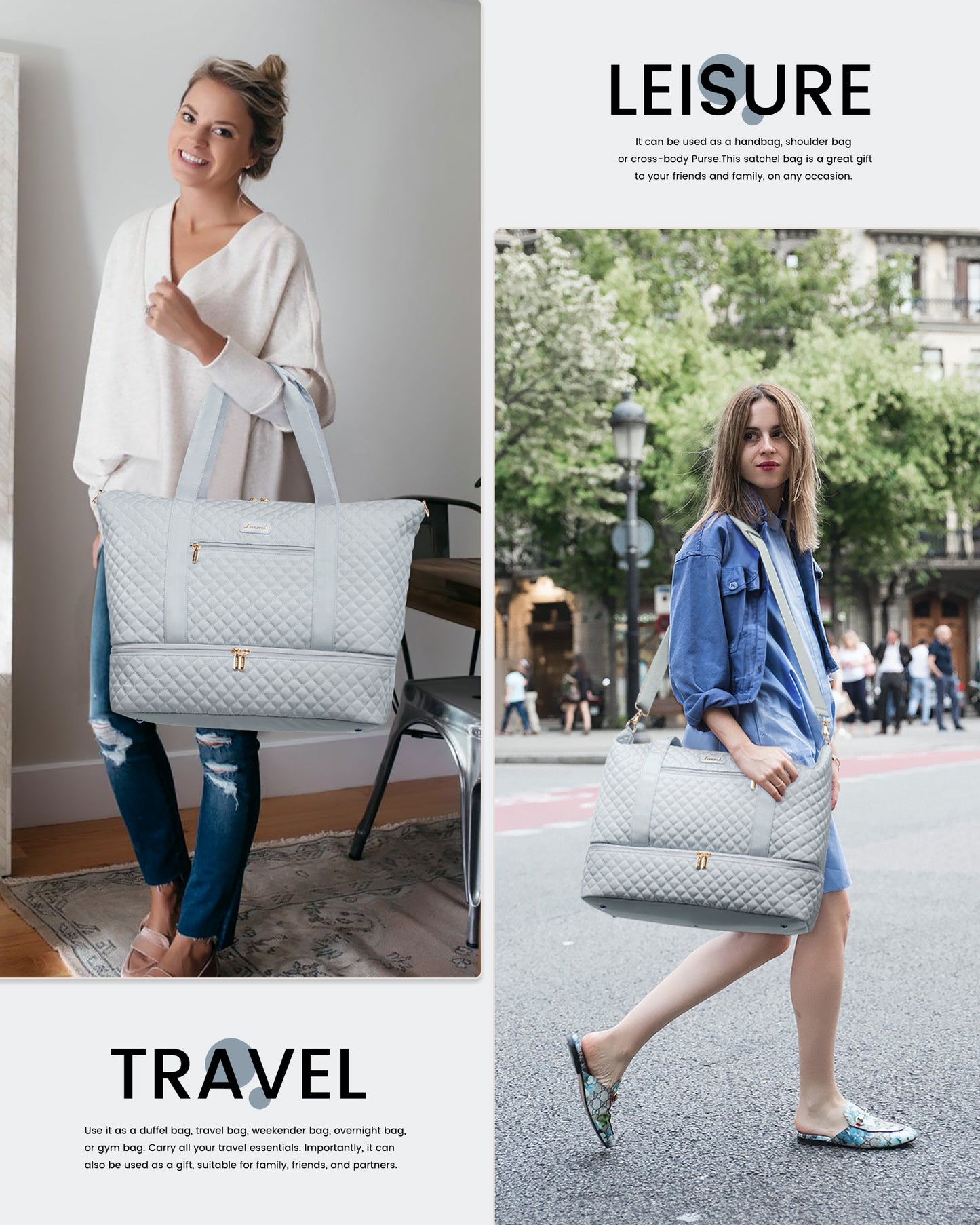 Buy MyneeMoe Lovevook Multipurpose 3-Piece Blue-Gray Travel Set for Weekend & Overnight Trips - Travel & Tote Bags at MyneeMoe Online In India