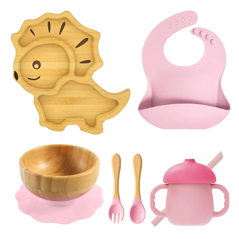 Buy MyneeMoe Leo Baby Feeding Set – Sustainable & Fun Essentials for Mess-Free Mealtimes Pink - at MyneeMoe Online In India