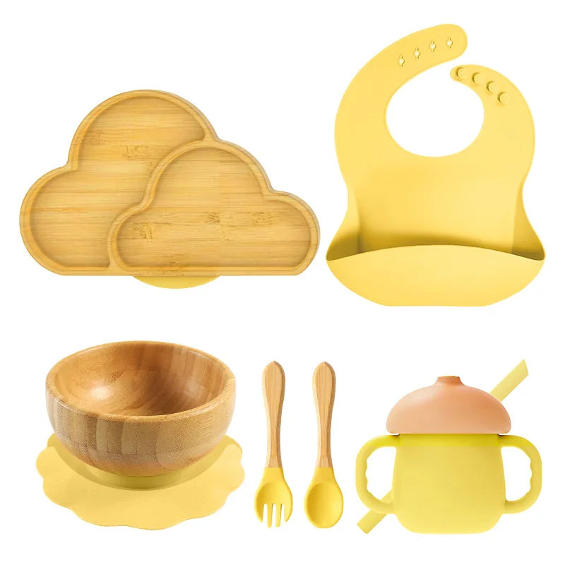 Buy MyneeMoe Cloudball Eco-Friendly Baby Dining Set – Sustainable Essentials for Mealtime Yellow - Baby Feeding Set at MyneeMoe Online In India