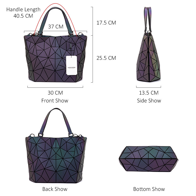 Buy MyneeMoe Lovevook Women's Luminous Geometric Handbag Set - 3-Piece Tote, Crossbody & Wallet - Travel & Tote Bags at MyneeMoe Online In India