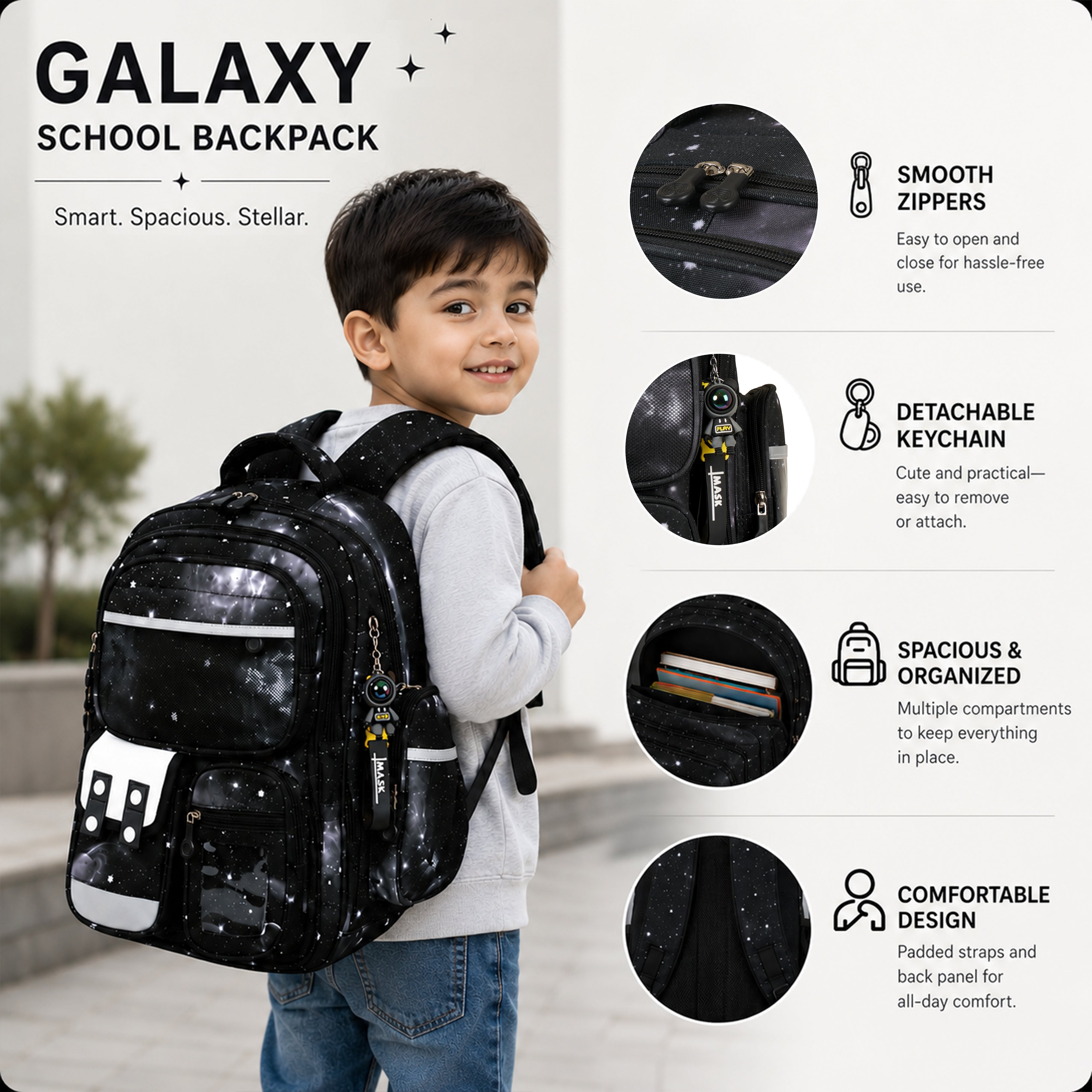 Buy MyneeMoe Brainy Bundle Galaxy Kids Backpack – Durable, Stylish & Spacious School Bag (Age 4–6Y) - School Bag at MyneeMoe Online In India