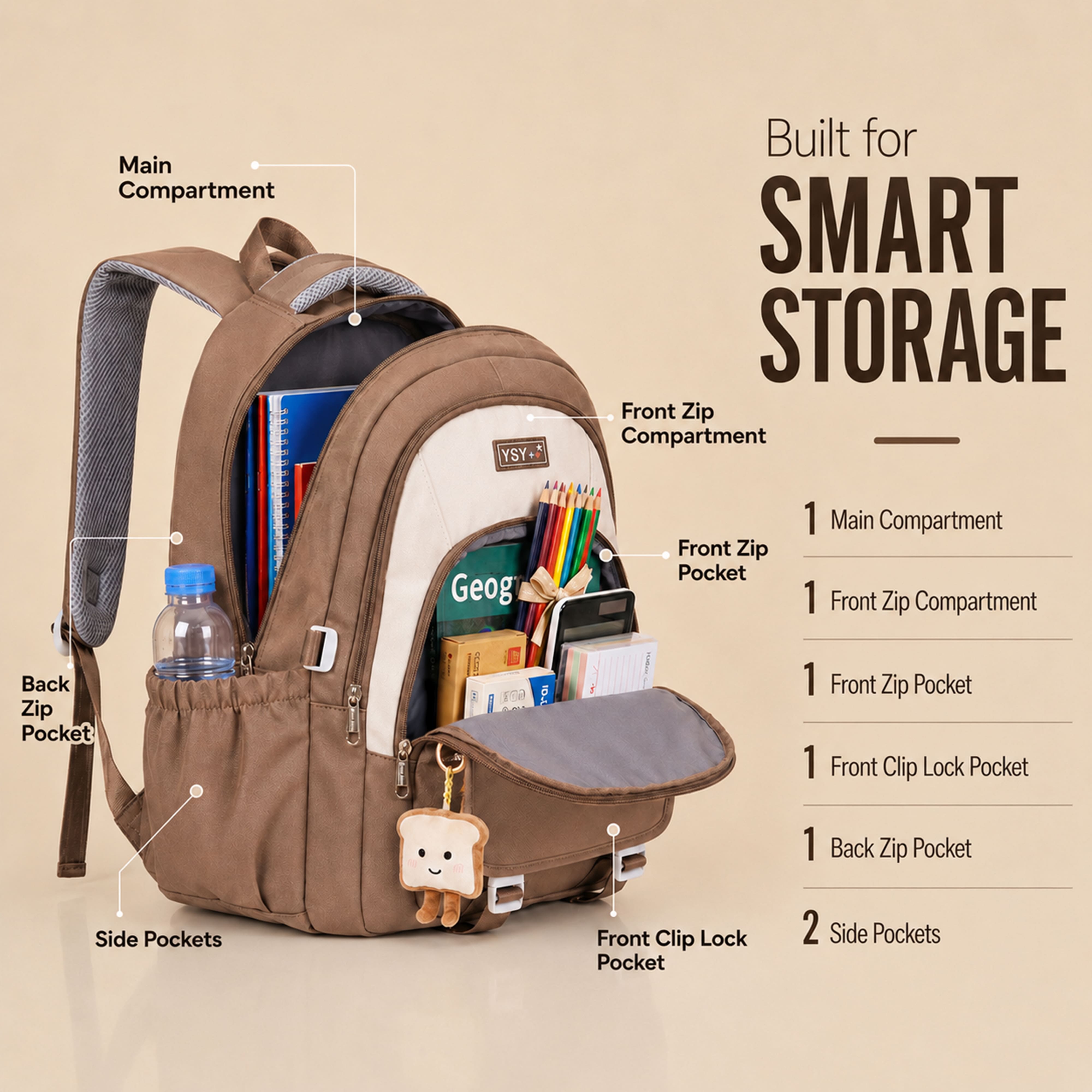 Buy MyneeMoe Sweet Dreams Kids Backpack – Durable, Stylish & Spacious School Bag (Khaki) - School Bag at MyneeMoe Online In India