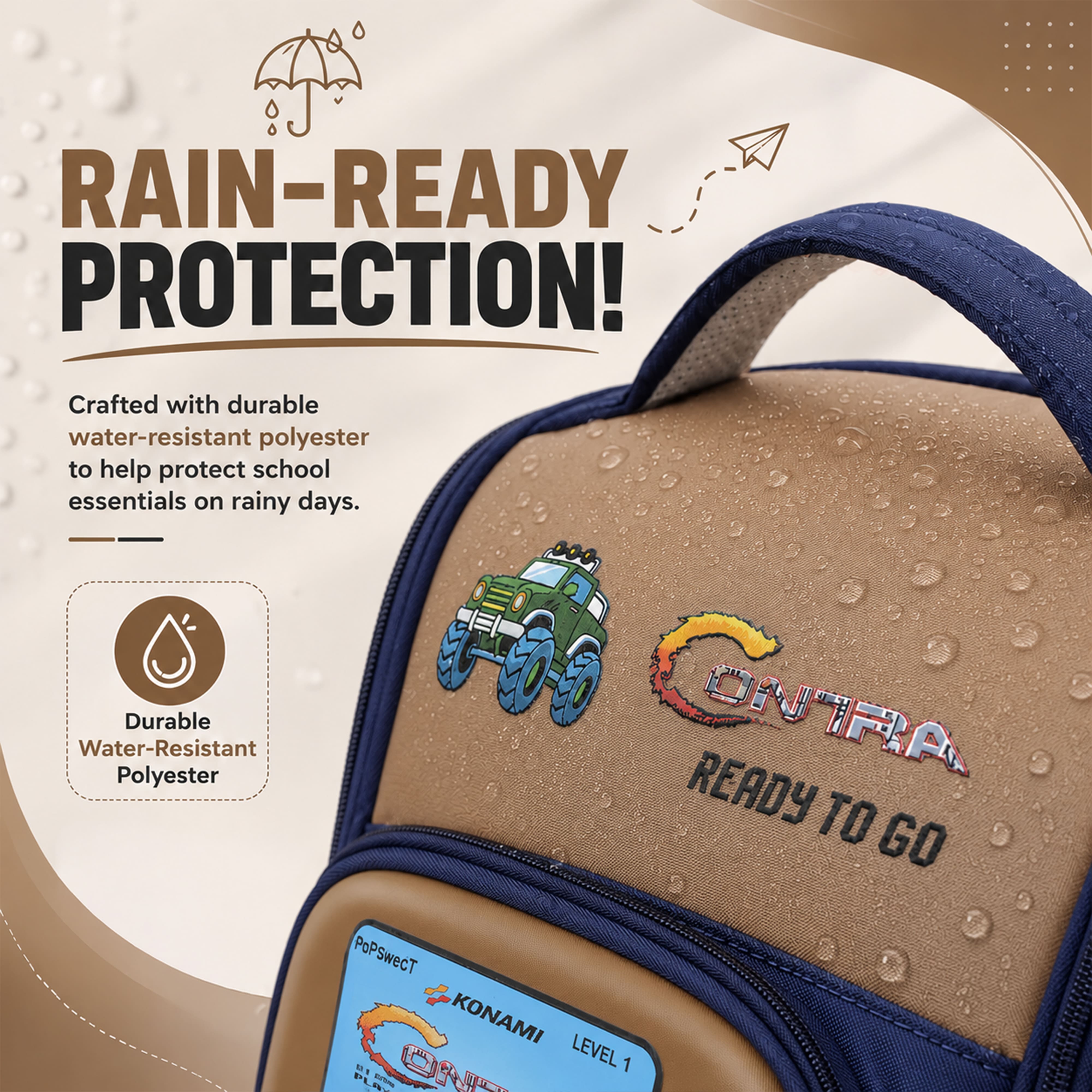 Play Box Kids School Backpack – Durable, Stylish & Spacious School Bag (Blue & Brown)