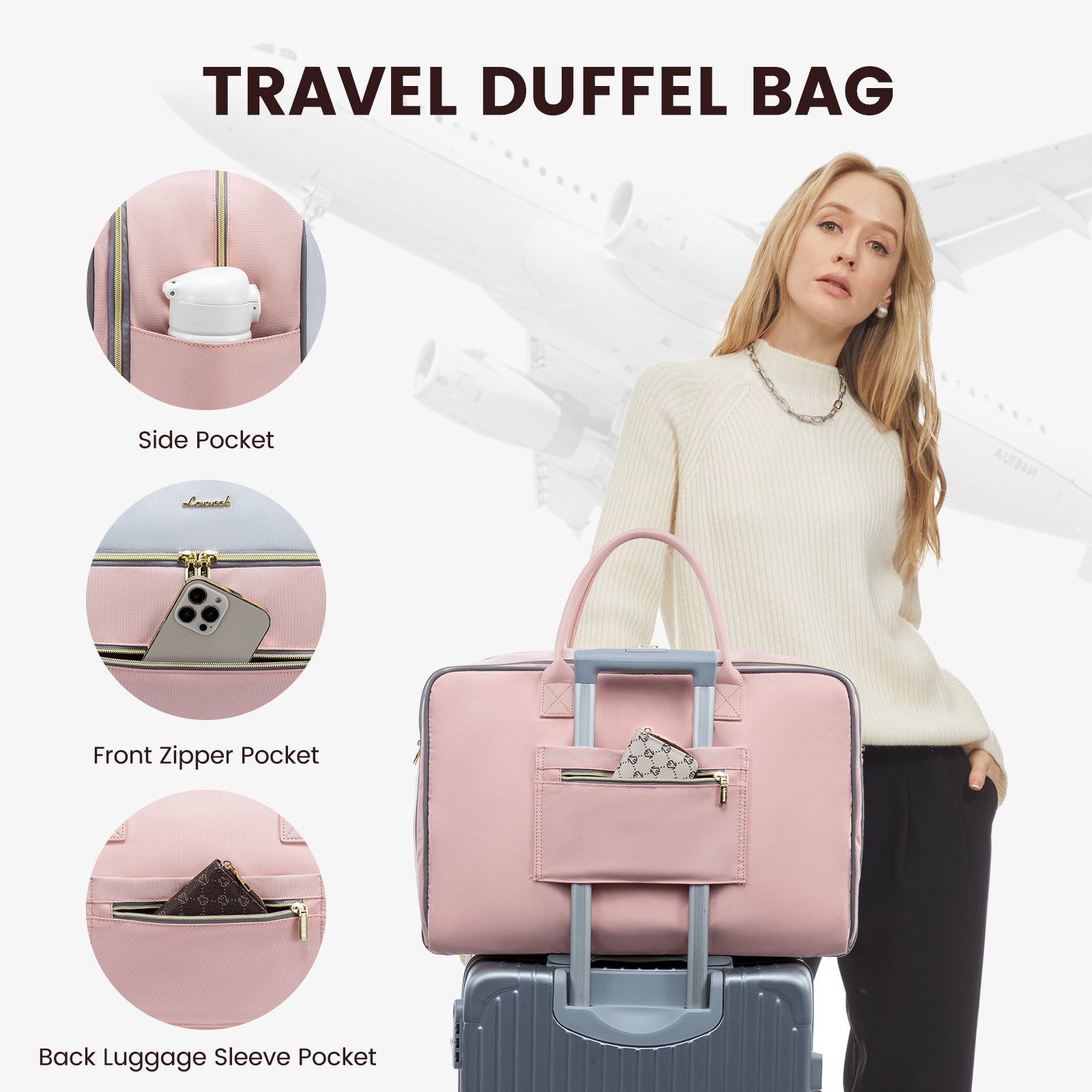 Buy MyneeMoe Lovevook 4-Piece Travel Set Gray & Pink: Duffel, Shoe Bag, Toiletry Case & Packing Cube - Travel & Tote Bags at MyneeMoe Online In India