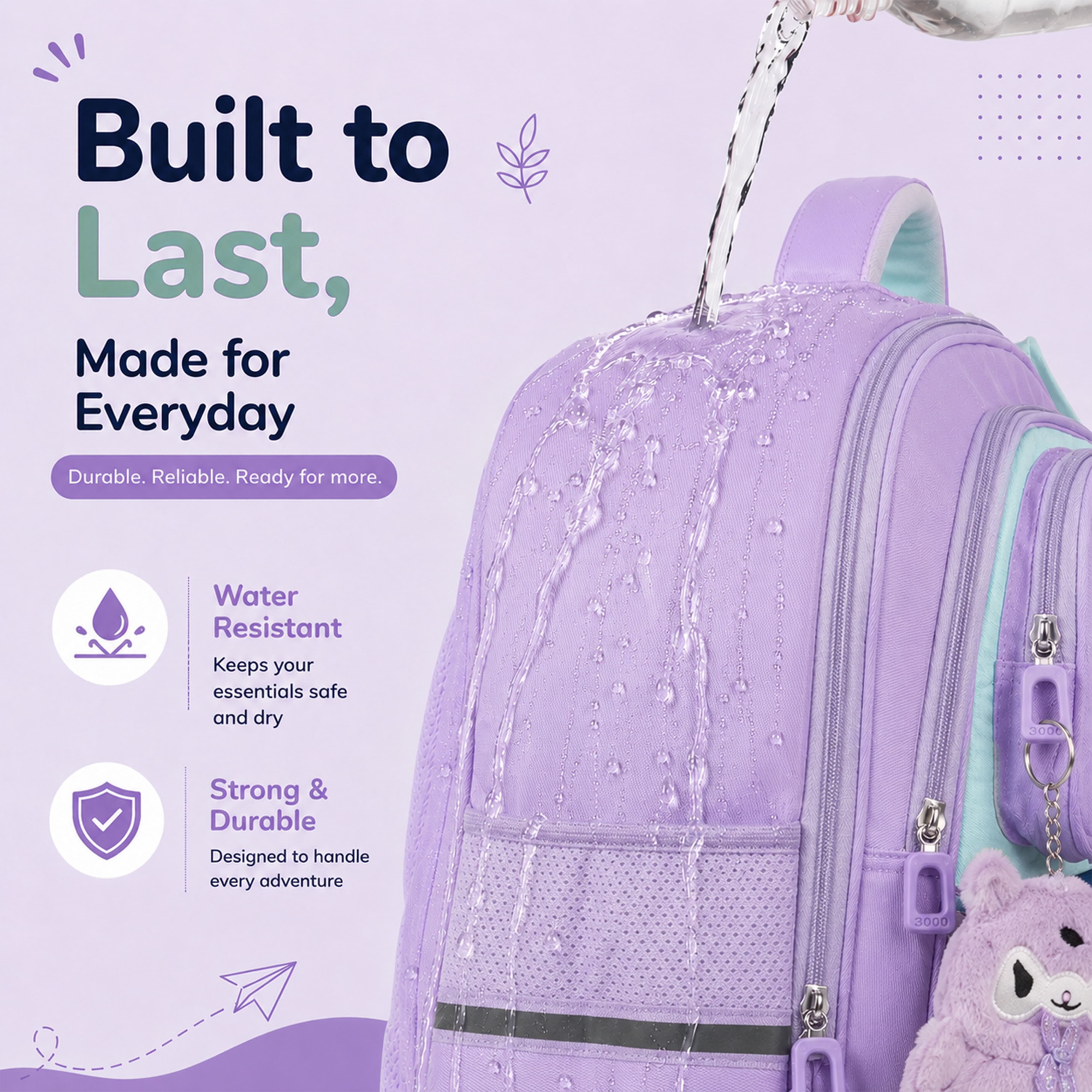 Explorer Kids School Backpack – Water-Resistant & Spacious School Bag (Purple)