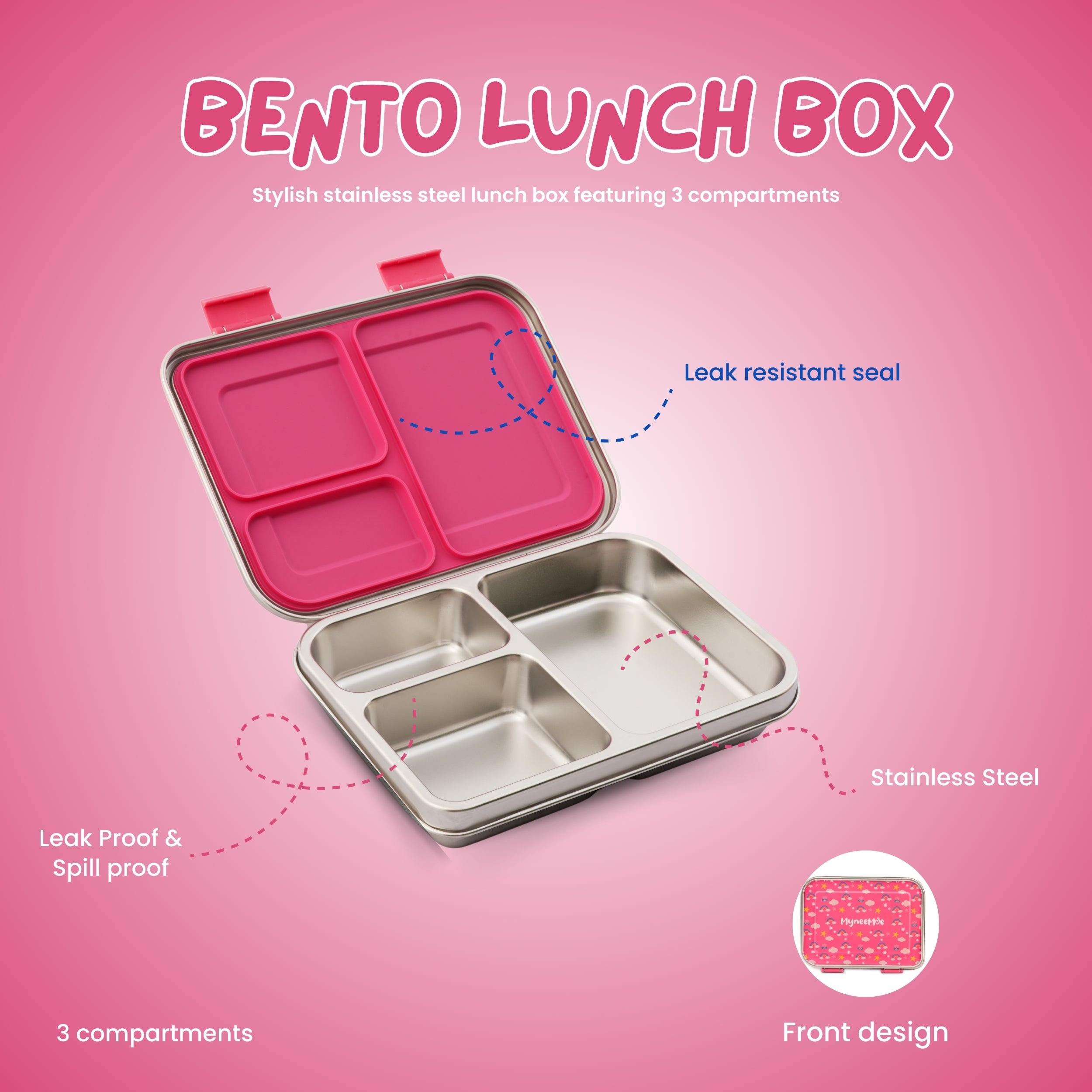 Buy MyneeMoe MyneeMoe Prime Bento Pro – Stainless Steel Lunch Box, Sleek & Durable - Lunch Box at MyneeMoe Online In India