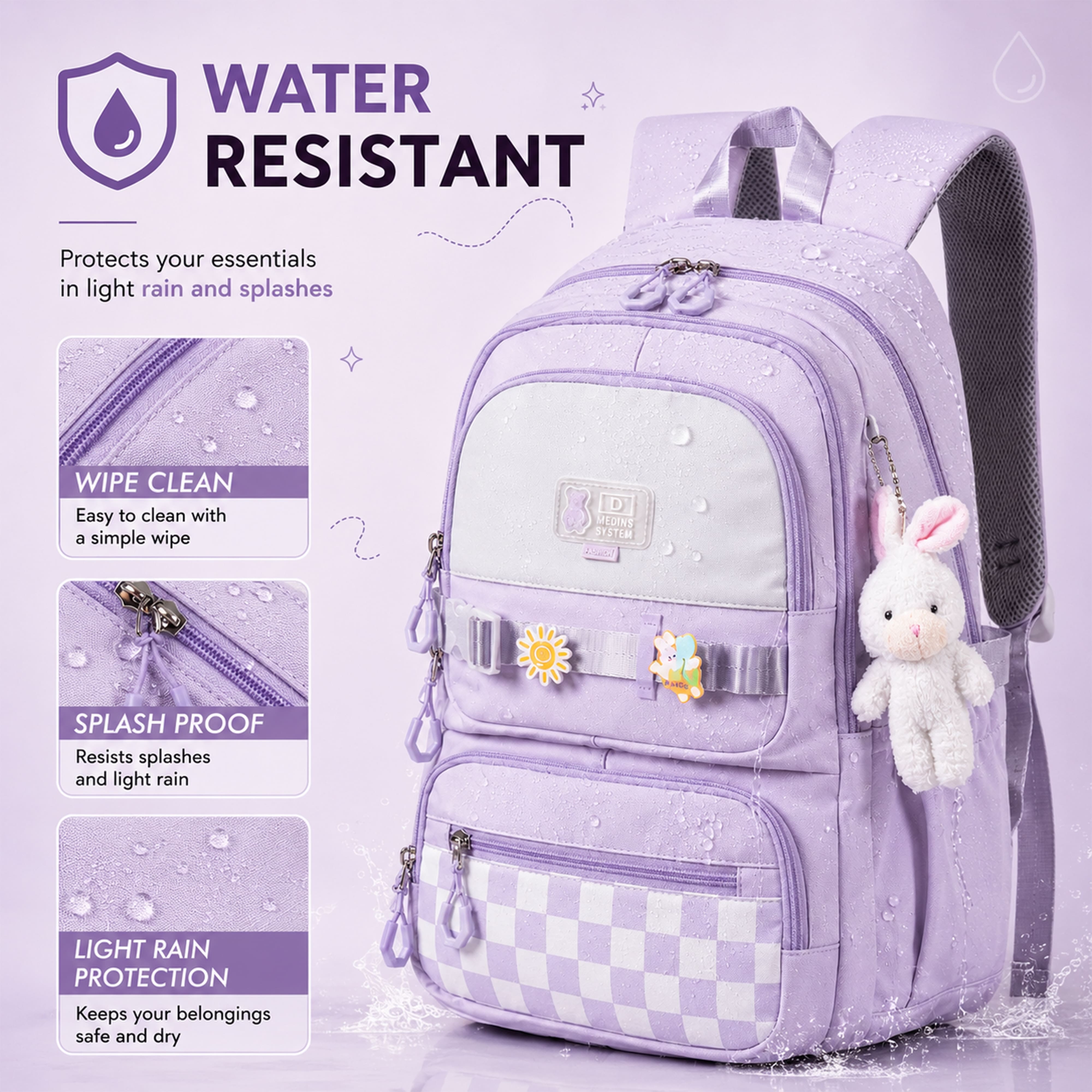Buy MyneeMoe Sweet Pastel Girls Backpack – Durable, Stylish & Spacious School Bag (Purple) - School Bag at MyneeMoe Online In India