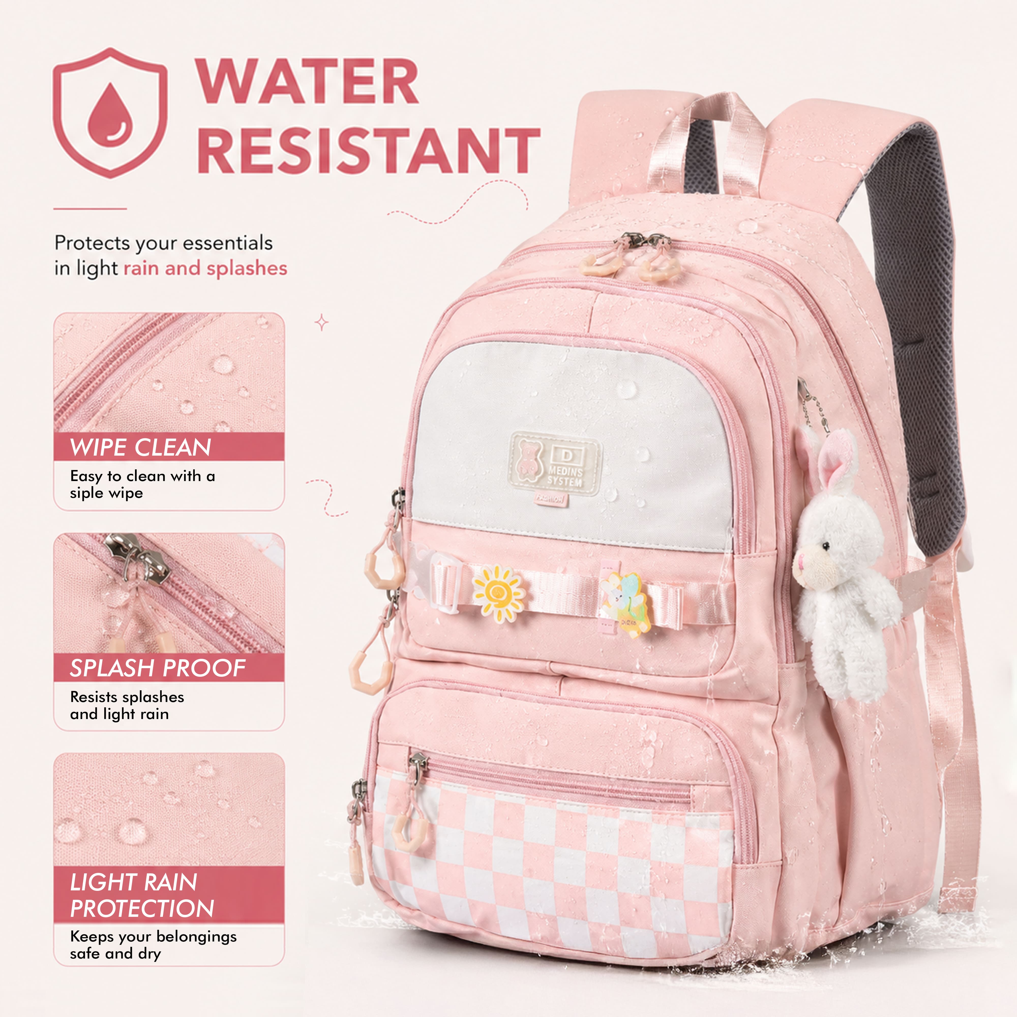 Buy MyneeMoe Sweet Pastel Girls Backpack – Durable, Stylish & Spacious School Bag (Pink) - School Bag at MyneeMoe Online In India