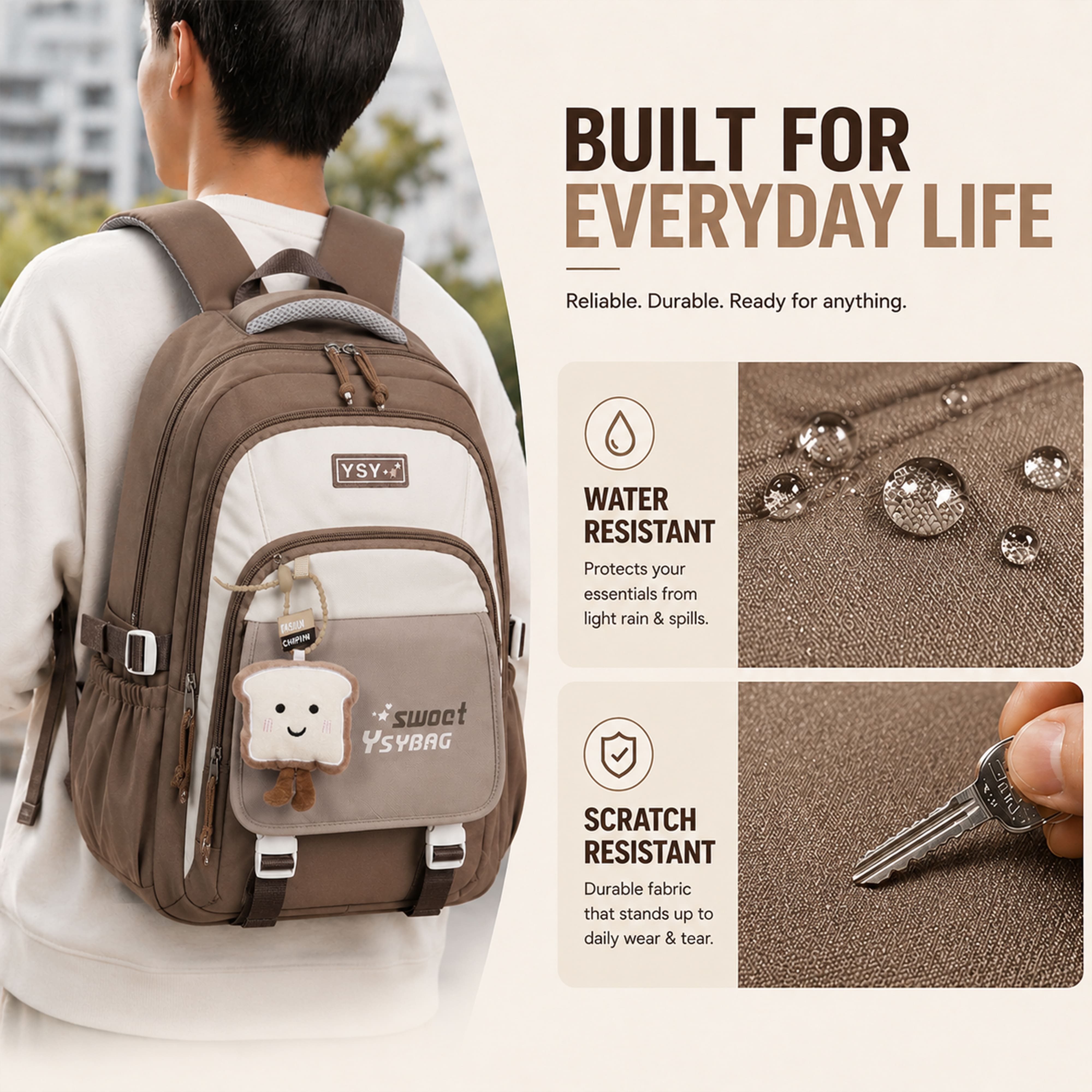 Buy MyneeMoe Sweet Dreams Kids Backpack – Durable, Stylish & Spacious School Bag (Khaki) - School Bag at MyneeMoe Online In India