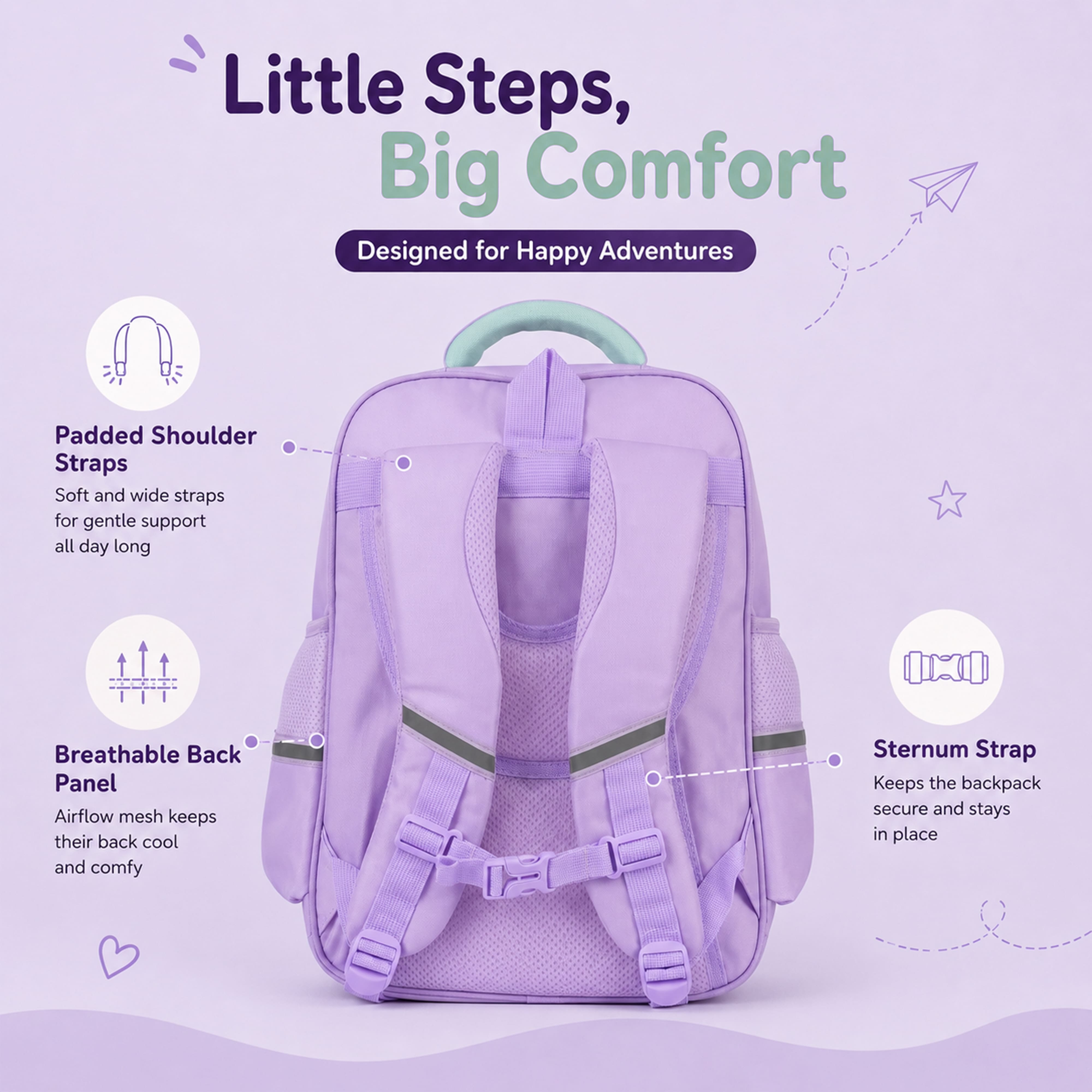 Explorer Kids School Backpack – Water-Resistant & Spacious School Bag (Purple)