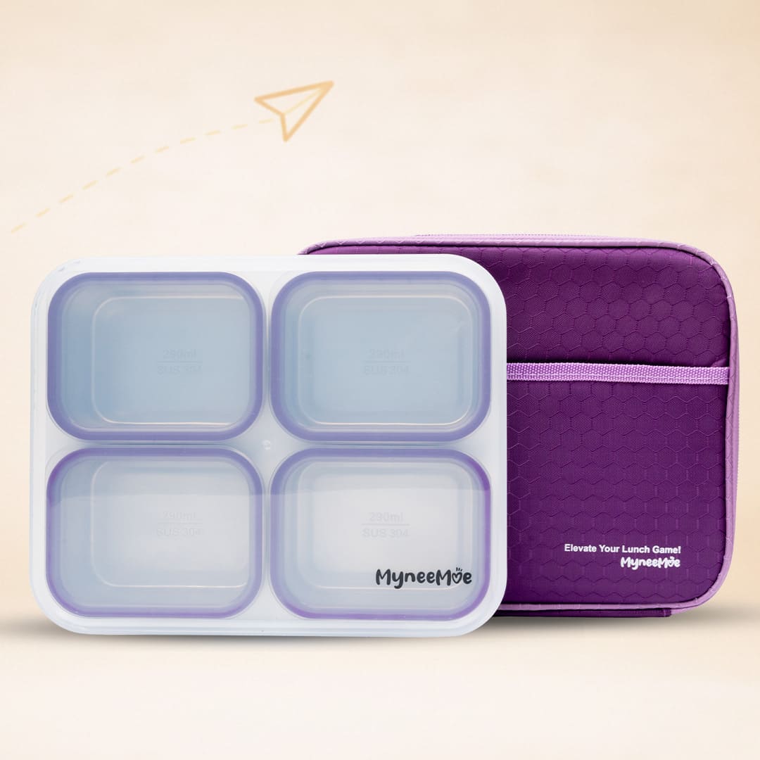 Buy MyneeMoe Meal Station 4 Compartment Stainless Steel Bento Lunch Box with Bag - Bento Lunch Box at MyneeMoe Online In India