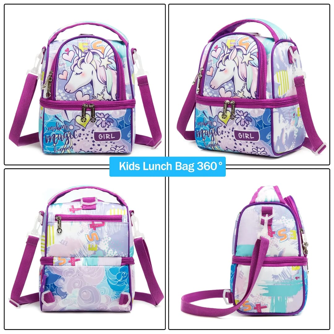Buy MyneeMoe FrescoPack Insulated Lunch Bag – Double Compartments, Waterproof & Stylish (Unicorn, Purple) - Lunch Bag at MyneeMoe Online In India