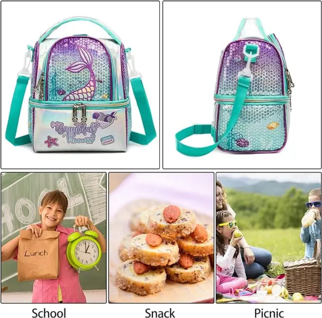 Buy MyneeMoe FrescoPack Insulated Lunch Bag – Double Compartments, Waterproof & Stylish (Mermaid) - Lunch Bag at MyneeMoe Online In India