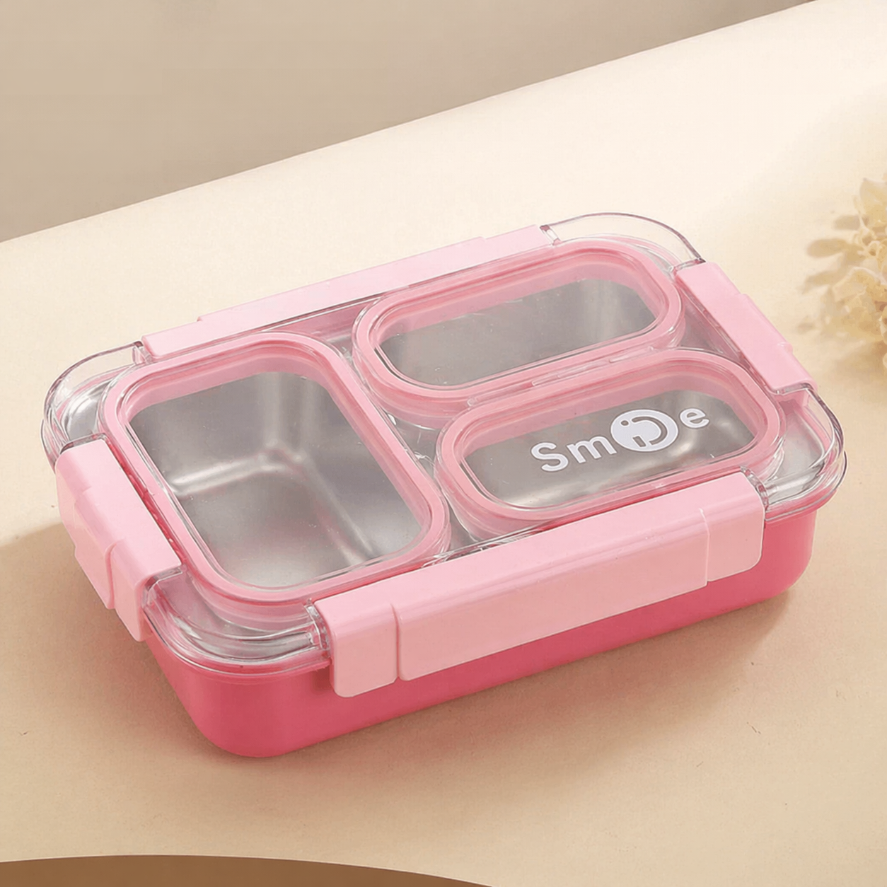 Buy MyneeMoe Toki Buffet 3 Compartment Stainless Steel Bento Box with Cutlery Pink - Bento Lunch Box at MyneeMoe Online In India