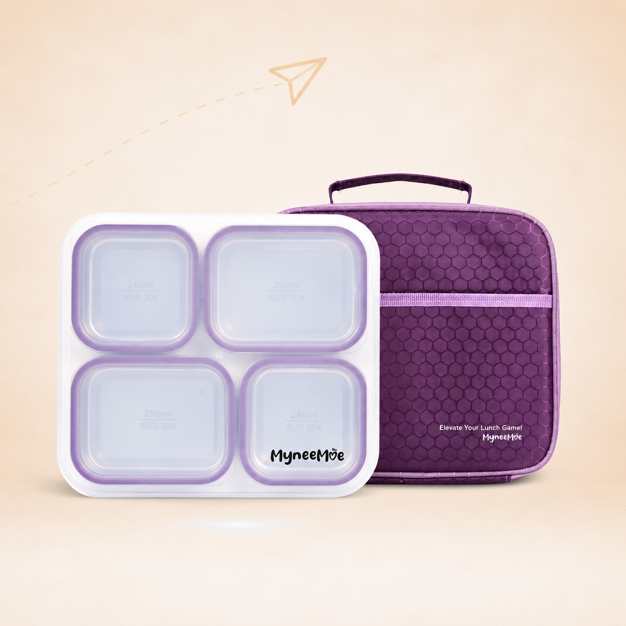 Buy MyneeMoe Meal Station 4 Compartment Stainless Steel Bento Lunch Box with Bag - Bento Lunch Box at MyneeMoe Online In India