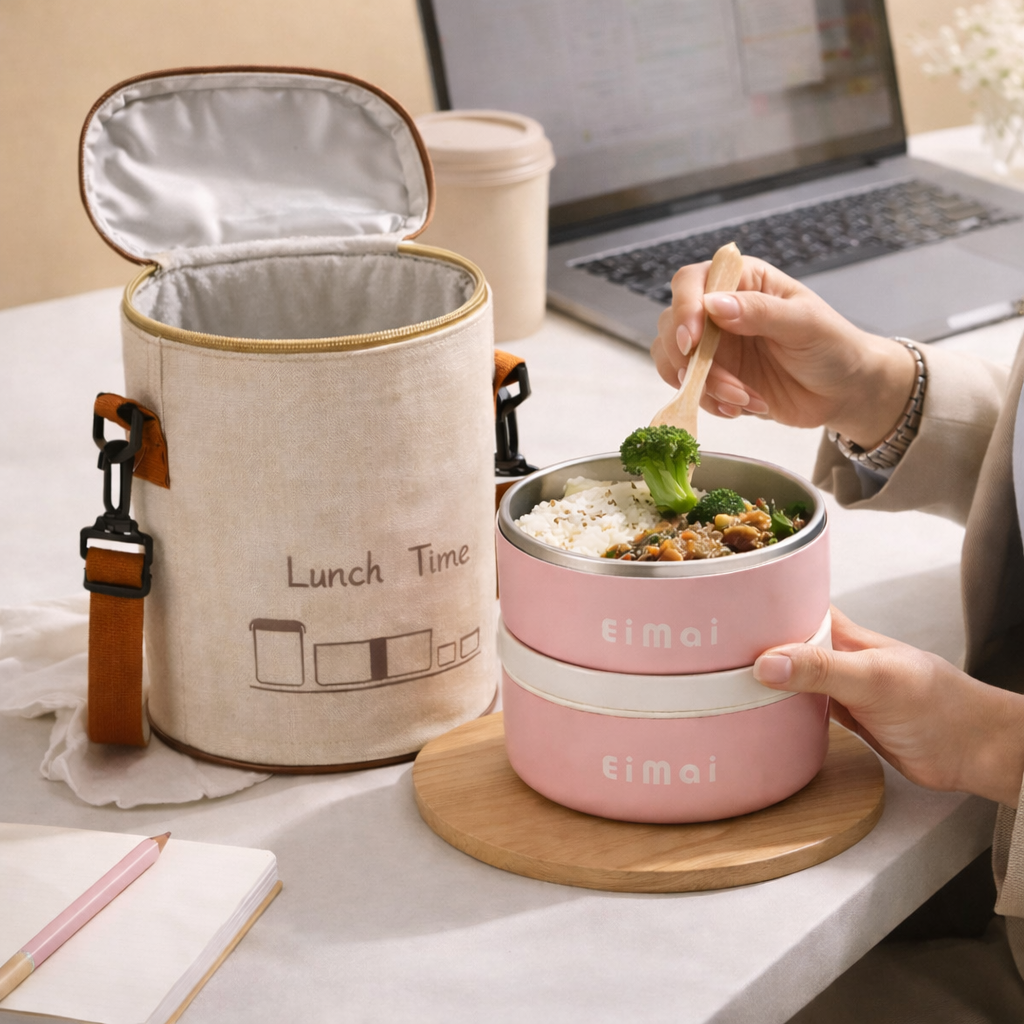 Buy MyneeMoe LunchMate 3 Compartment Stainless Steel Lunch Box with Bag Microwave Safe - Insulated Lunch Bag Box at MyneeMoe Online In India