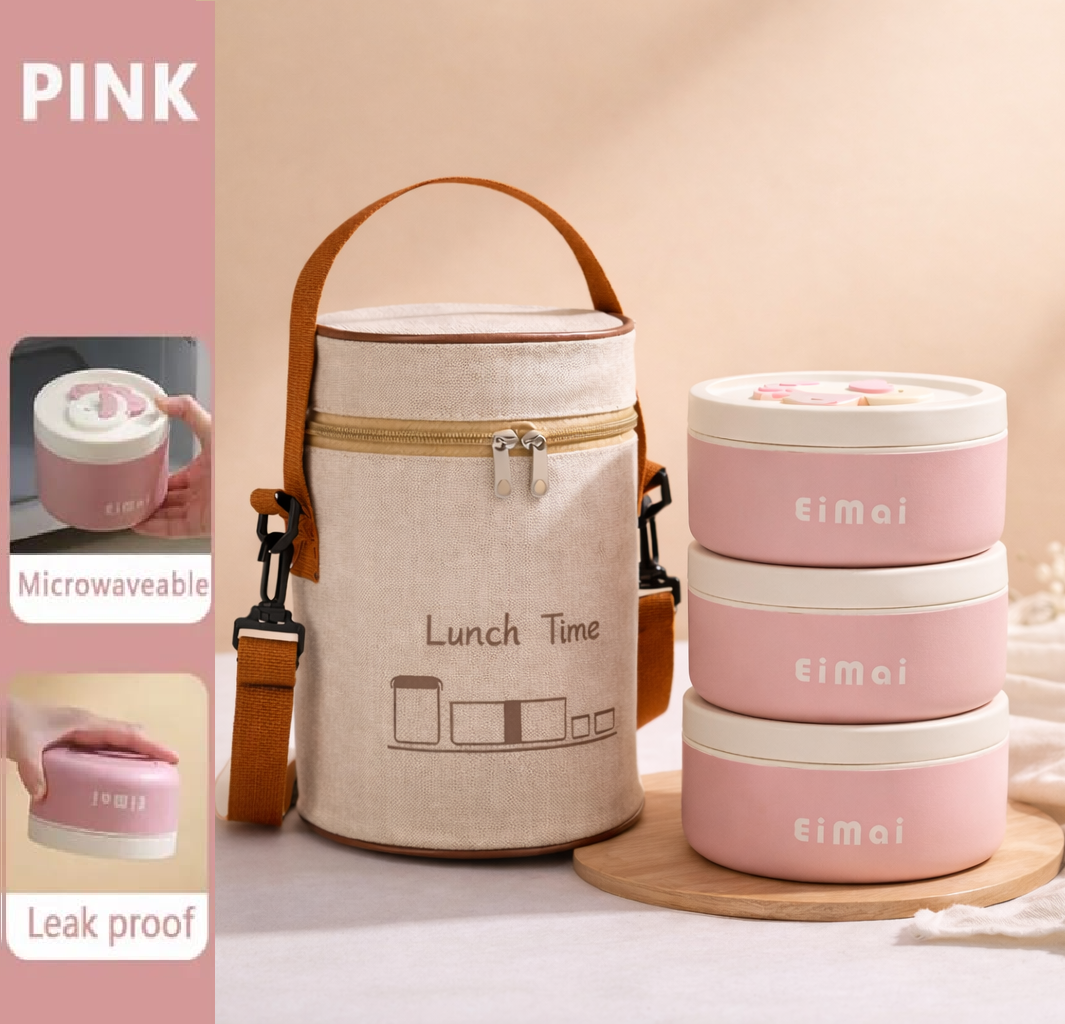 Buy MyneeMoe LunchMate 3 Compartment Stainless Steel Lunch Box with Bag Microwave Safe - Insulated Lunch Bag Box at MyneeMoe Online In India