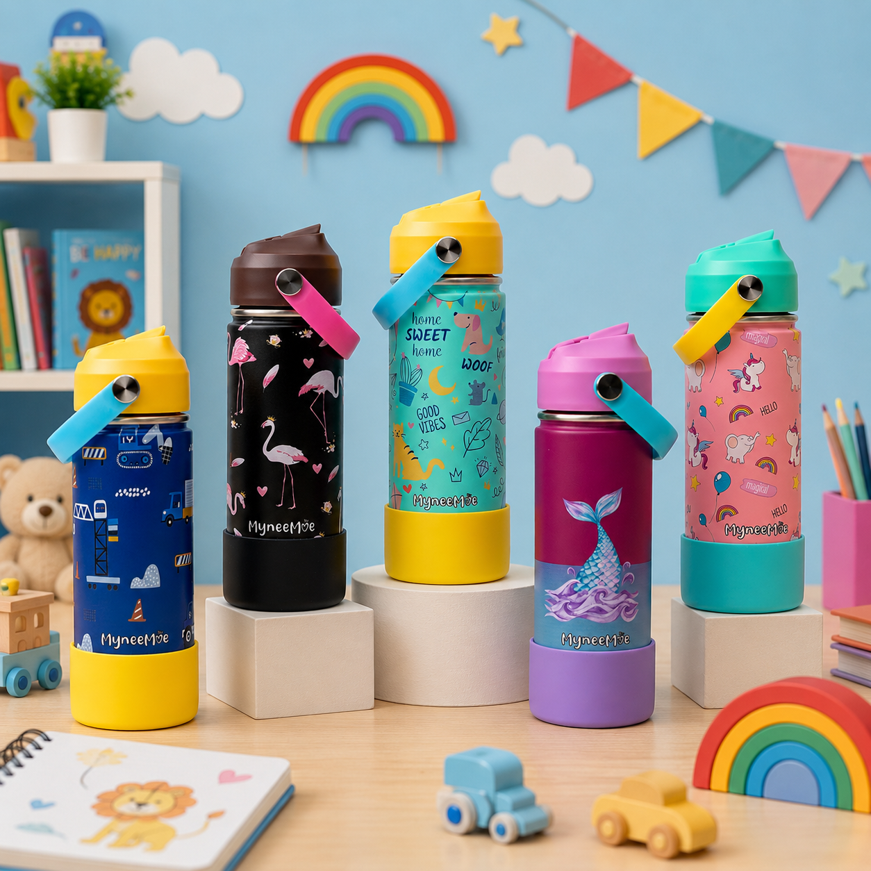 Buy MyneeMoe MyneeMoe Zippy 550ml Steel Water Bottle for Kids – Perfect for School & Travel - Water Bottle at MyneeMoe Online In India
