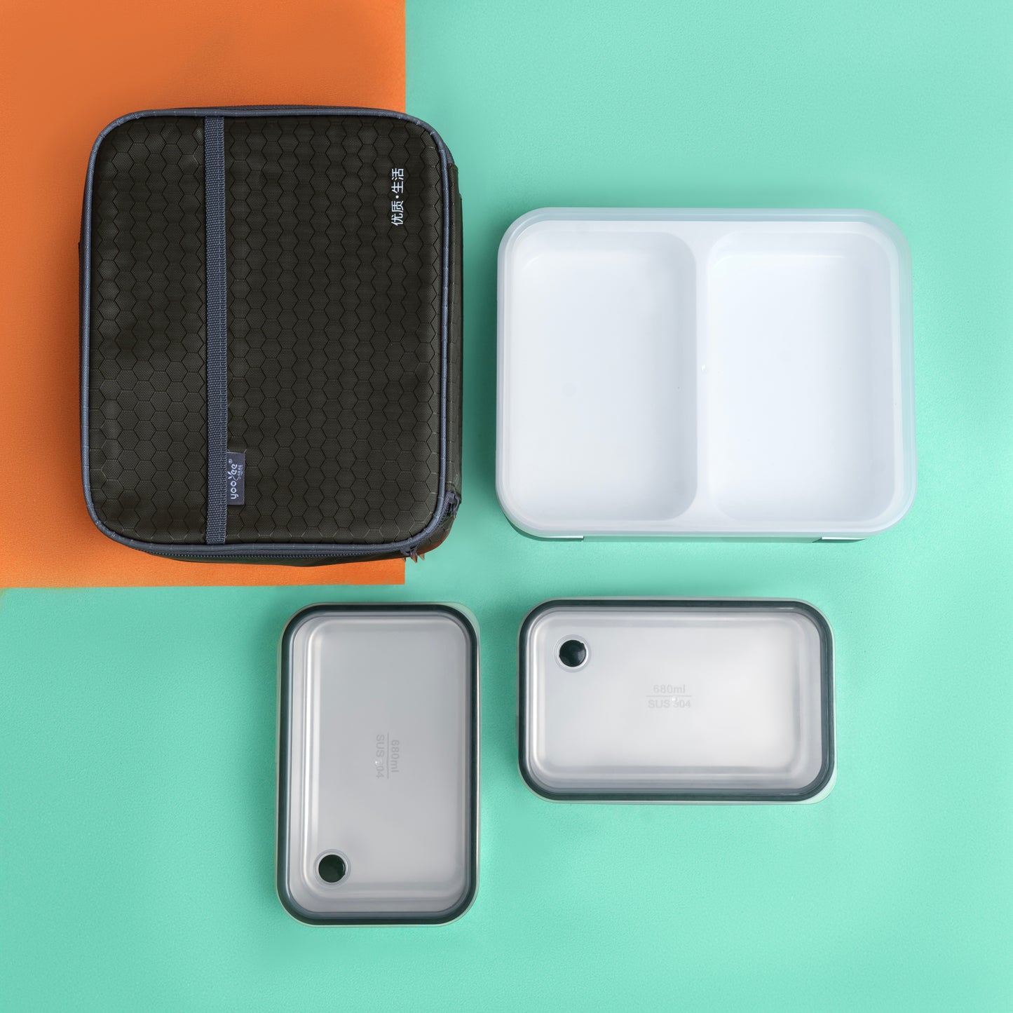 Buy MyneeMoe Meal Station 2 Jumbo Compartment Stainless Steel Bento Lunch Box with Bag - Lunch Box at MyneeMoe Online In India