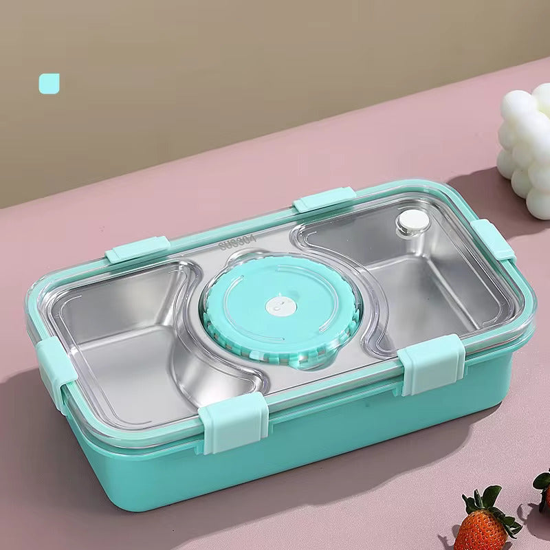 Buy MyneeMoe Bento Buddy 3 Compartment Stainless Steel Lunch Box with Bowl – For Solid Food Mint Green - Bento Lunch Box at MyneeMoe Online In India