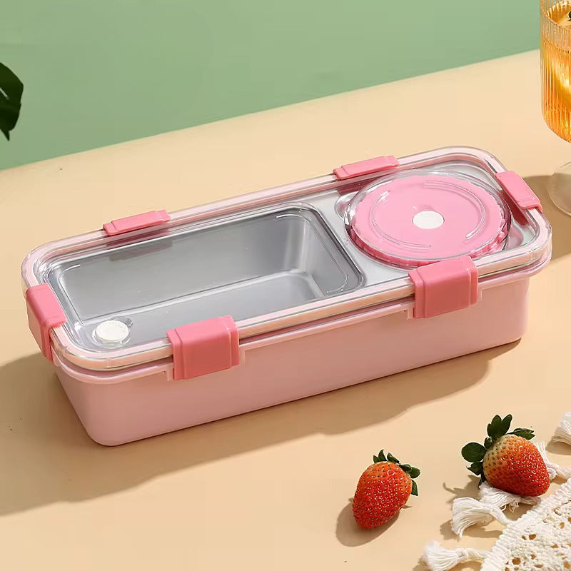 Buy MyneeMoe Lunch Buddy Stainless Steel Bento Lunch Box with Dibbie – For Solid & Gravy Pink - Lunch Box at MyneeMoe Online In India