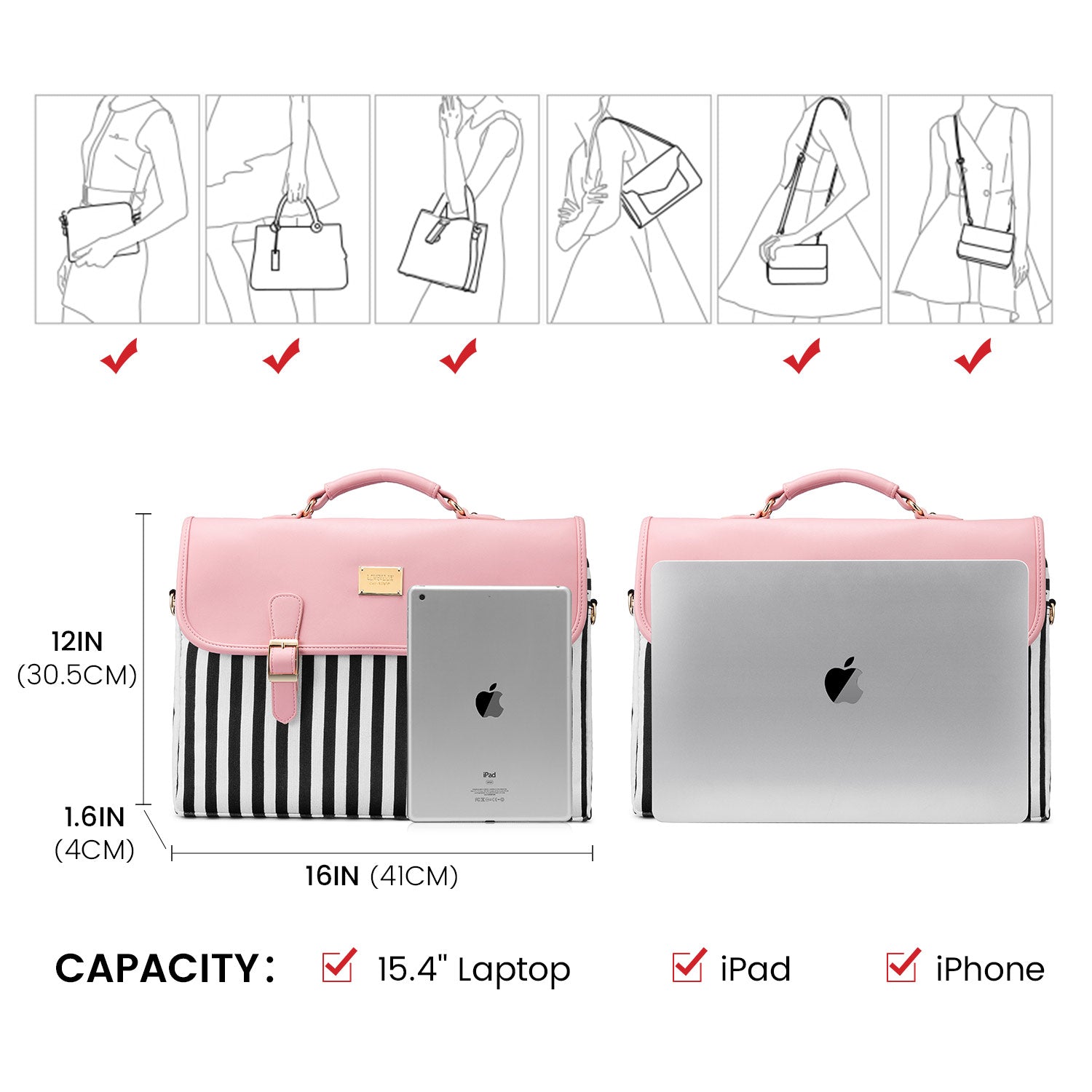 Buy MyneeMoe Lovevook Women's Laptop Bag Pink - Elegant Design with Multiple Compartments - Laptop Bag at MyneeMoe Online In India