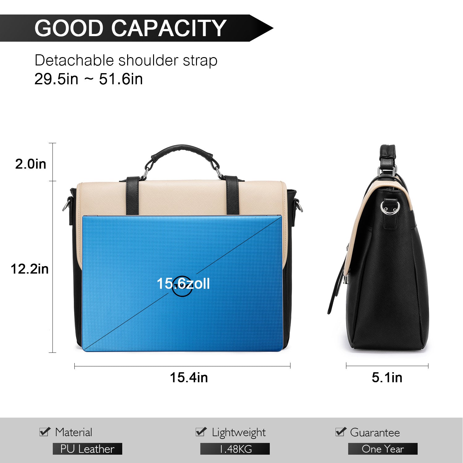 Buy MyneeMoe Lovevook Women's Laptop Bag Beige-Black - Sleek and Functional Work Bag with Multiple Pockets - Laptop Bag at MyneeMoe Online In India