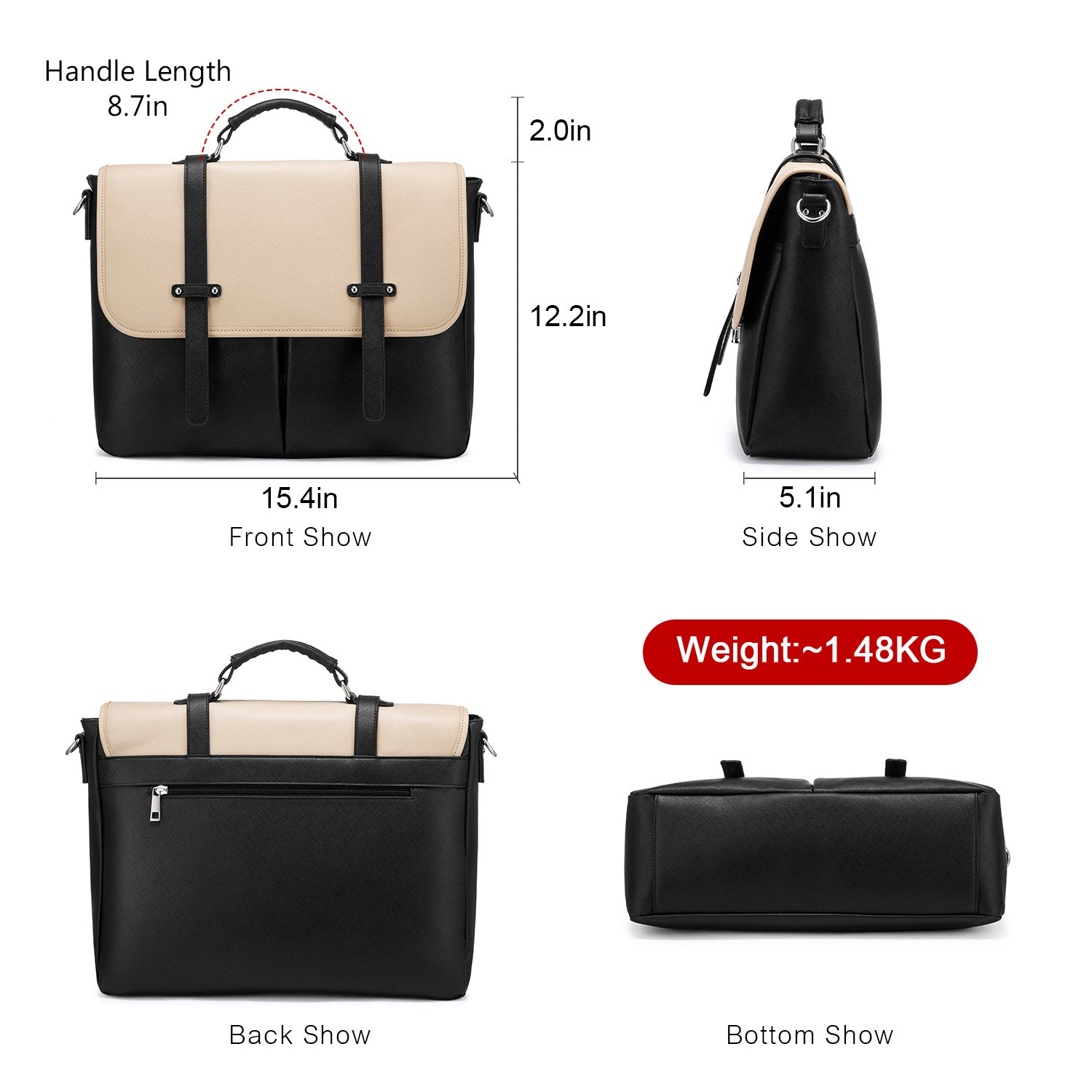 Buy MyneeMoe Lovevook Women's Laptop Bag Beige-Black - Sleek and Functional Work Bag with Multiple Pockets - Laptop Bag at MyneeMoe Online In India
