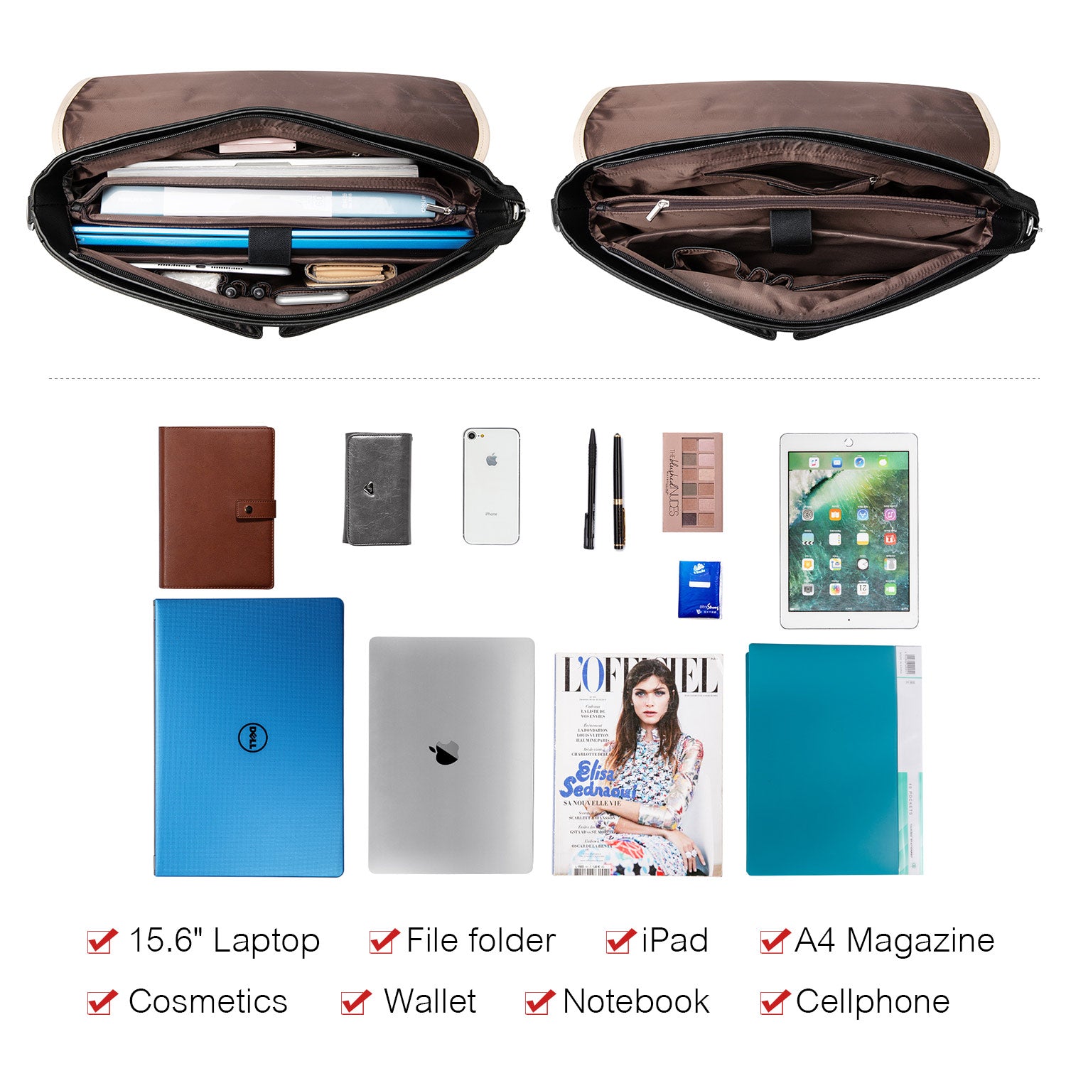 Buy MyneeMoe Lovevook Women's Laptop Bag Beige-Black - Sleek and Functional Work Bag with Multiple Pockets - Laptop Bag at MyneeMoe Online In India
