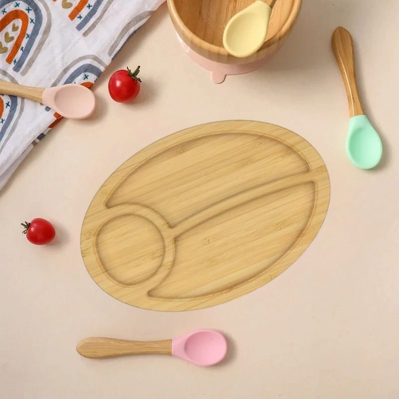 Buy MyneeMoe Oval Silicone Feeding Set β Suction Plates & BPA-Free Utensils for Baby Weaning - Baby Feeding Set at MyneeMoe Online In India