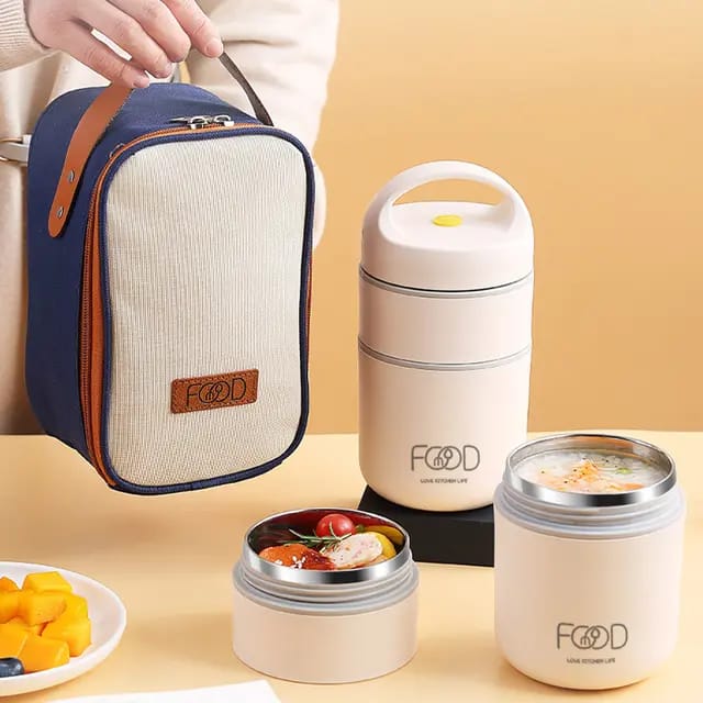 Buy MyneeMoe 2 Compartment Vertical Lunch Box with Insulated Lunch Bag - Insulated Lunch Bag Box at MyneeMoe Online In India
