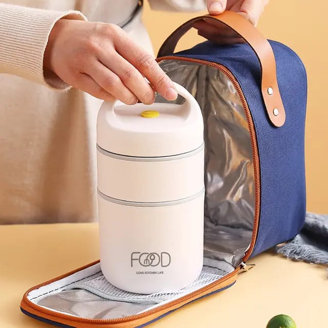 Buy MyneeMoe 2 Compartment Vertical Lunch Box with Insulated Lunch Bag - Insulated Lunch Bag Box at MyneeMoe Online In India