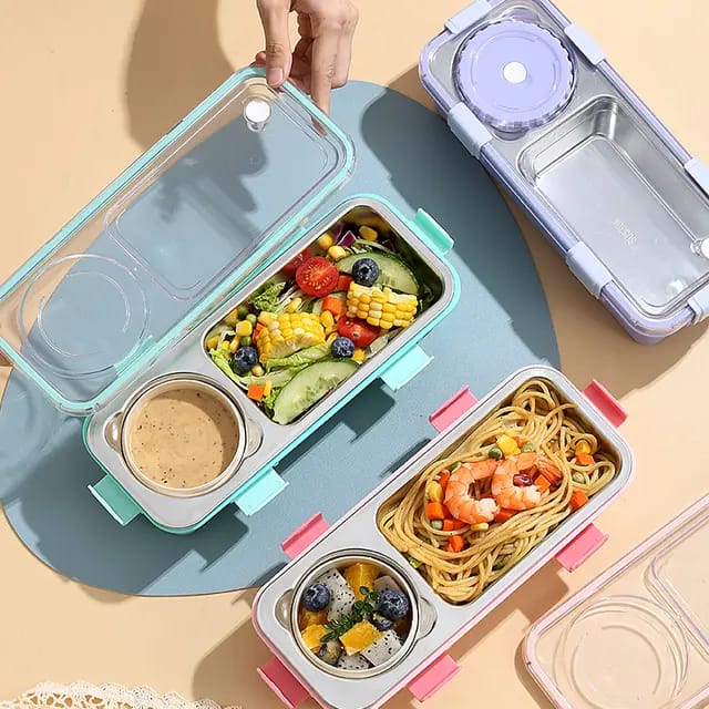 Buy MyneeMoe Lunch Buddy Stainless Steel Bento Lunch Box with Dibbie – For Solid & Gravy - Lunch Box at MyneeMoe Online In India