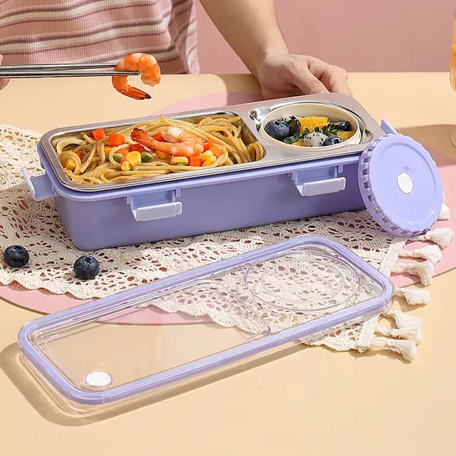 Buy MyneeMoe Lunch Buddy Stainless Steel Bento Lunch Box with Dibbie – For Solid & Gravy - Lunch Box at MyneeMoe Online In India