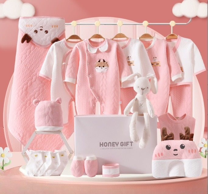 Buy MyneeMoe Bundle of Joy 19 Piece Newborn Gift Set โ Ultimate Baby Shower Essentials Pink & White - Baby Clothing Set at MyneeMoe Online In India
