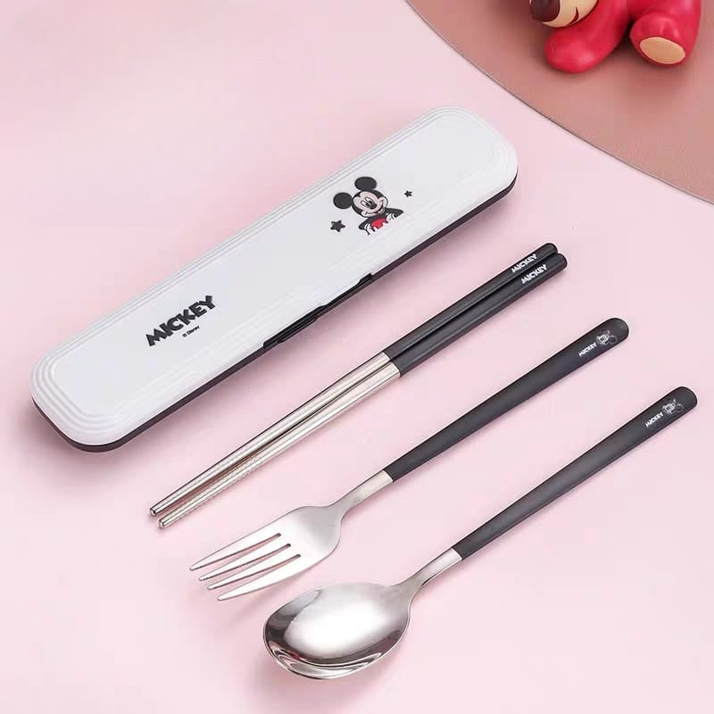 Buy MyneeMoe Disney Latso & Mickey Theme Stainless Steel Cutlery Set – Spoon, Fork & Chopsticks Mickey-Black - Cutlery Set at MyneeMoe Online In India