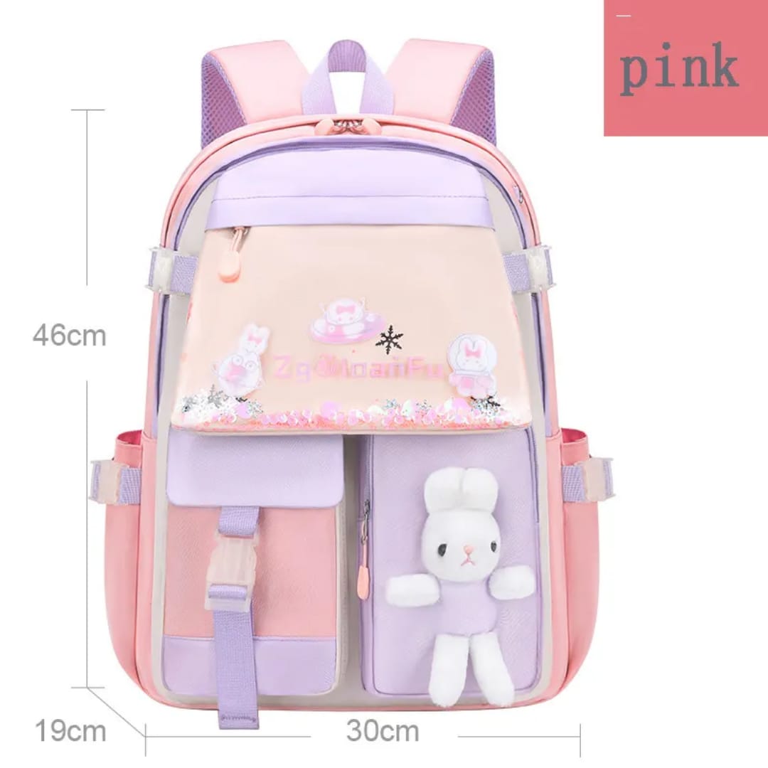 Buy MyneeMoe Soft Pastel Bunny Girls Backpack – Durable, Stylish & Spacious School Bag (Pink) - School Bag at MyneeMoe Online In India