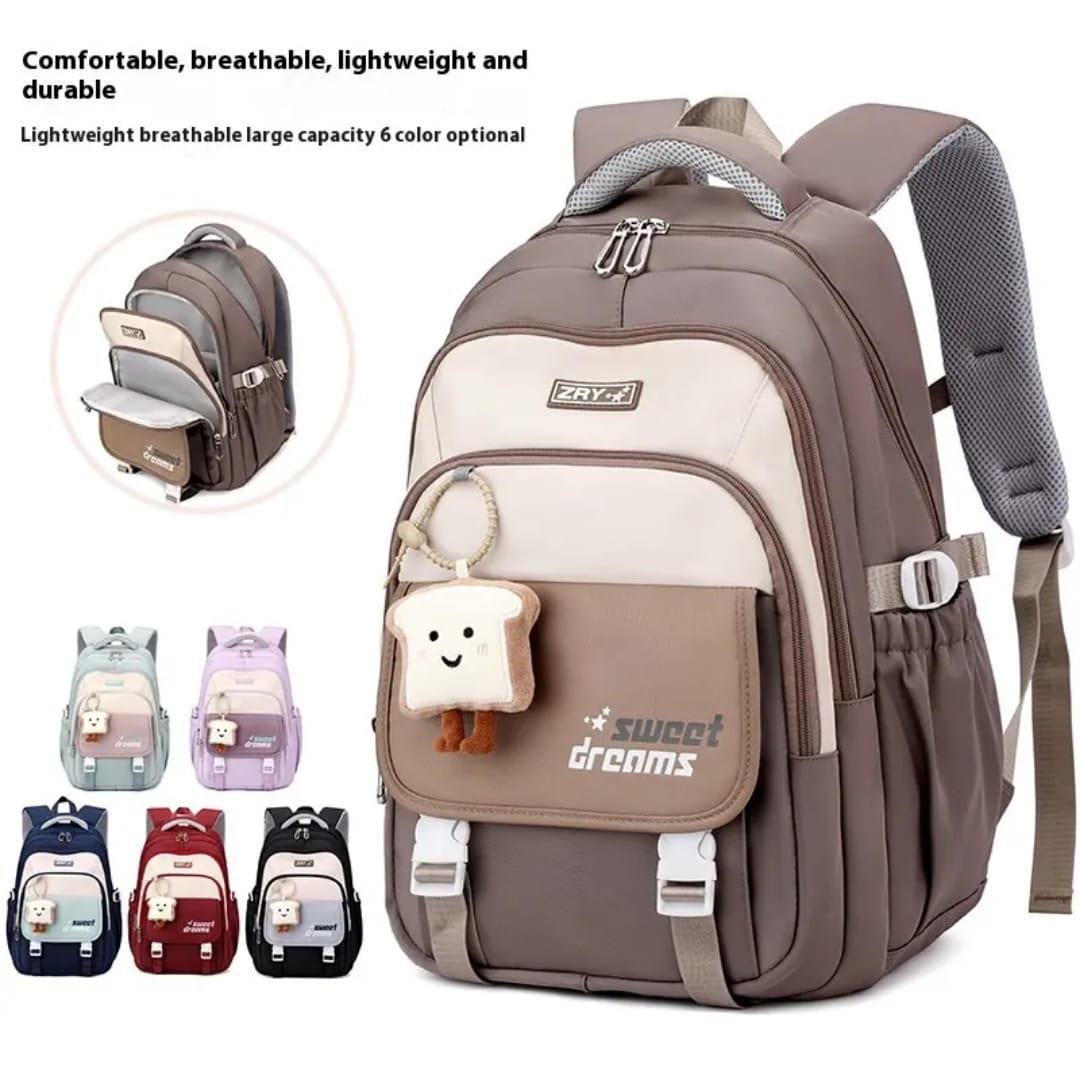 Buy MyneeMoe Sweet Dreams Stylish School Bag with Cute Bread Keychain - School Bag at MyneeMoe Online In India